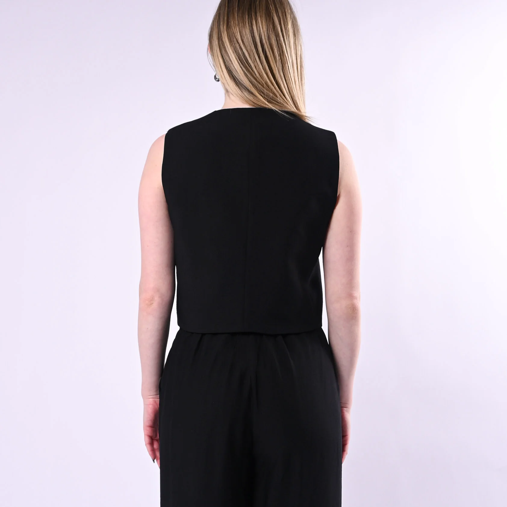HAVEONE - GILET DUE BOTTONI IN VISCOSA ART.LIA-Q044/N - NERO - Image 5