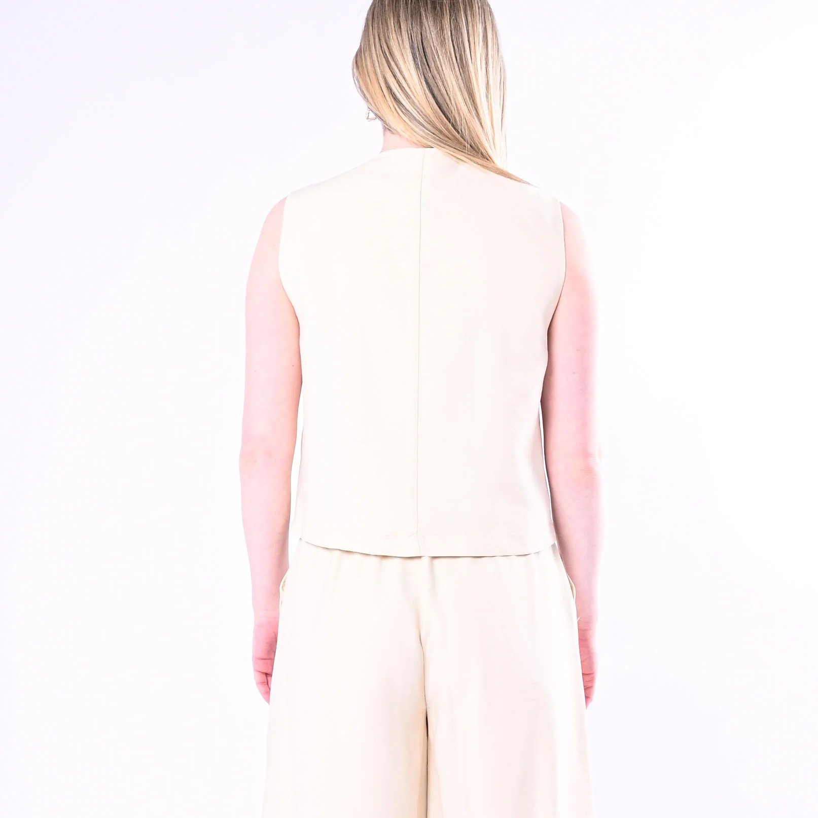 HAVEONE - GILET DUE BOTTONI IN VISCOSA ART.LNM-Q034/B - BURRO - Image 5