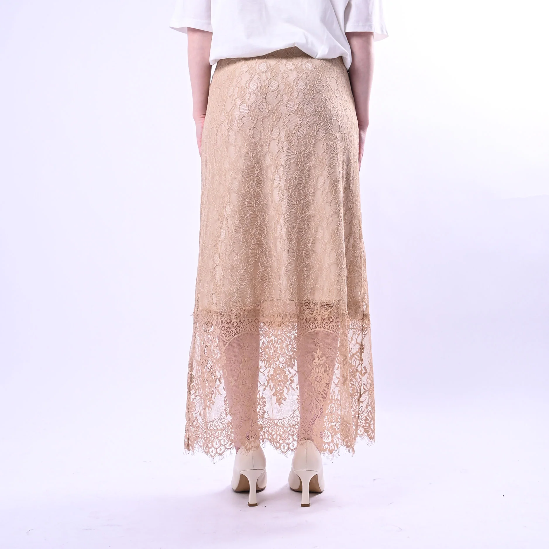 HAVEONE - GONNA LUNGA IN PIZZO MACRAME' ART.GJA-Q117/N - NUDE - Image 4