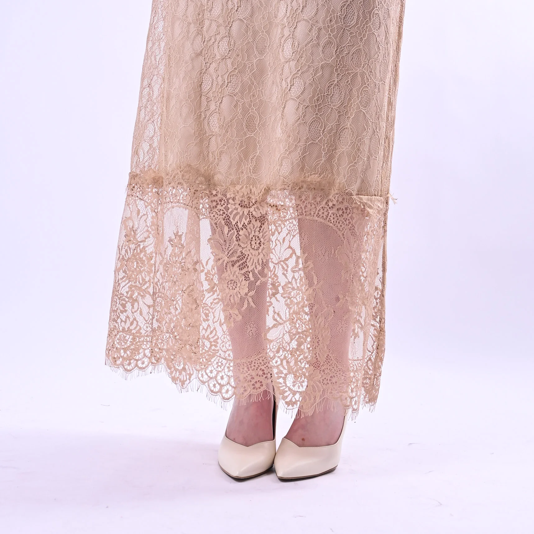 HAVEONE - GONNA LUNGA IN PIZZO MACRAME' ART.GJA-Q117/N - NUDE - Image 5