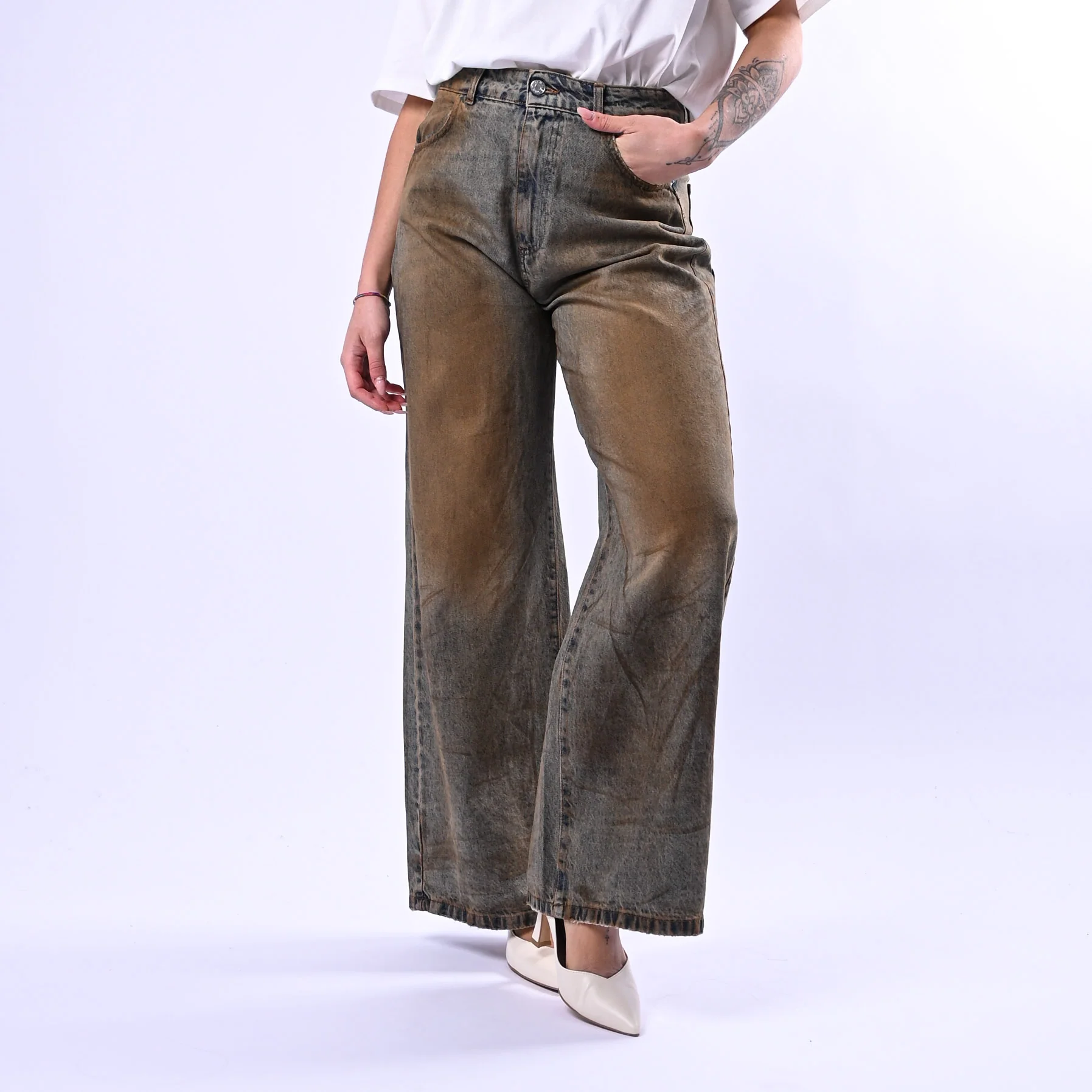 HAVEONE - JEANS AMELIE SUPERPOCKET ART.PGZ-Q118 - SPENNELLATO RUGGINE