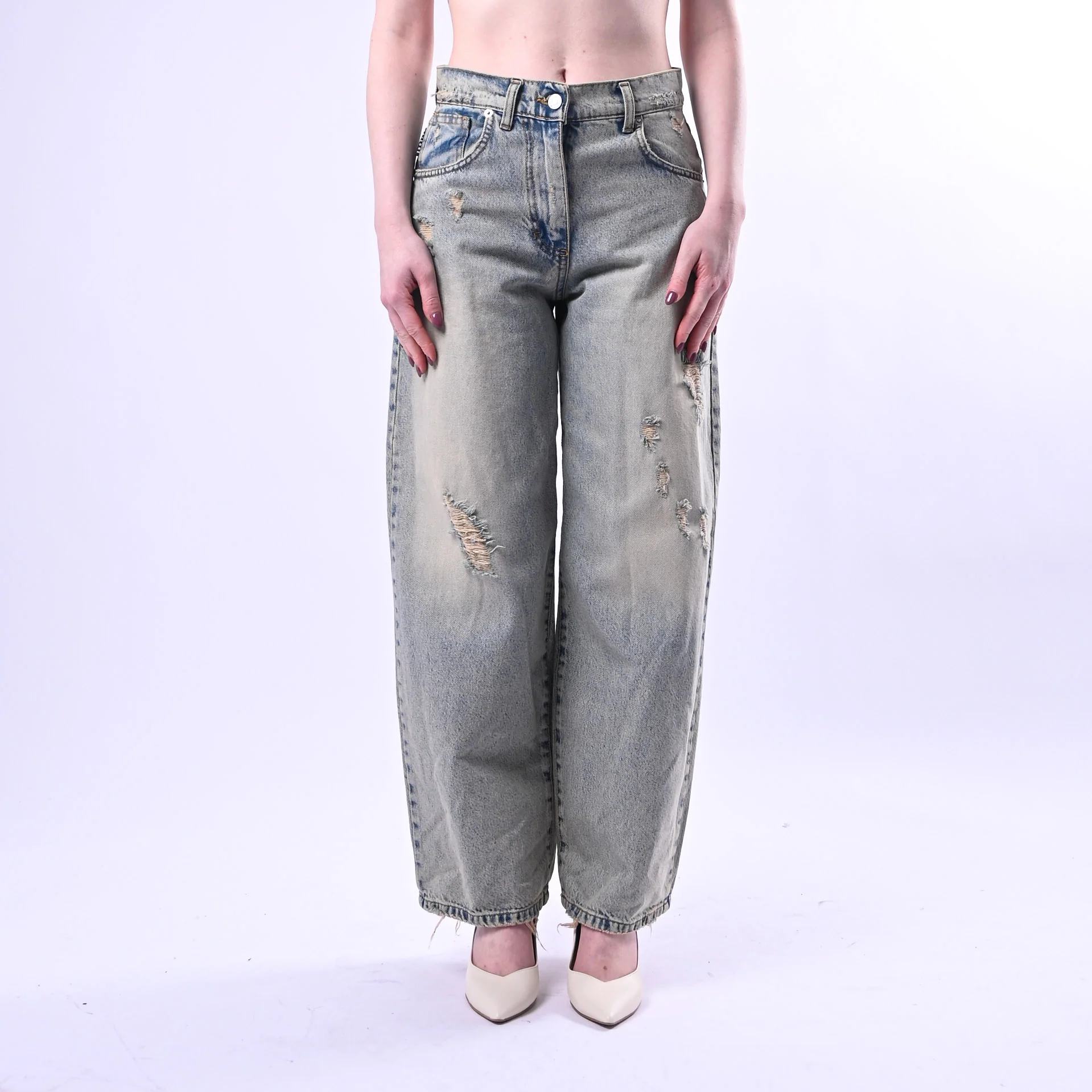 HAVEONE - JEANS BELLA CON ROTTURE ART.PLS-Q026 - LAVAGGIO CHIARO AL THE' - Image 2