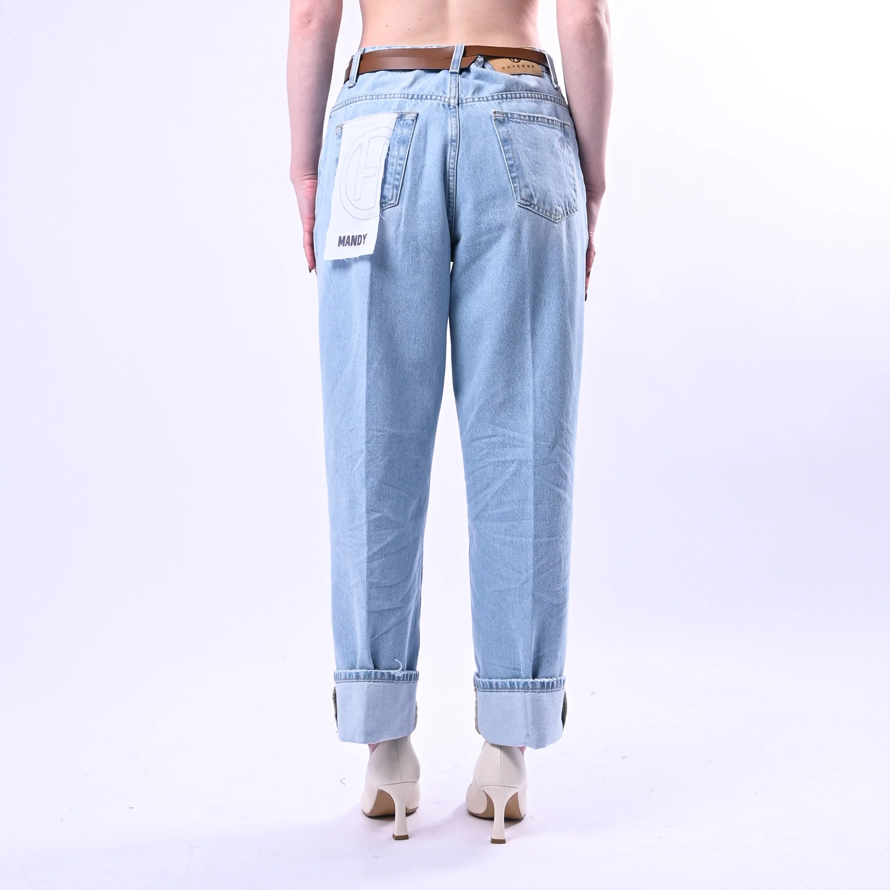 HAVEONE - JEANS MANDY TESSUTO FERMO ART.PLS-Q035 - BLEACH CHIARO - Image 4