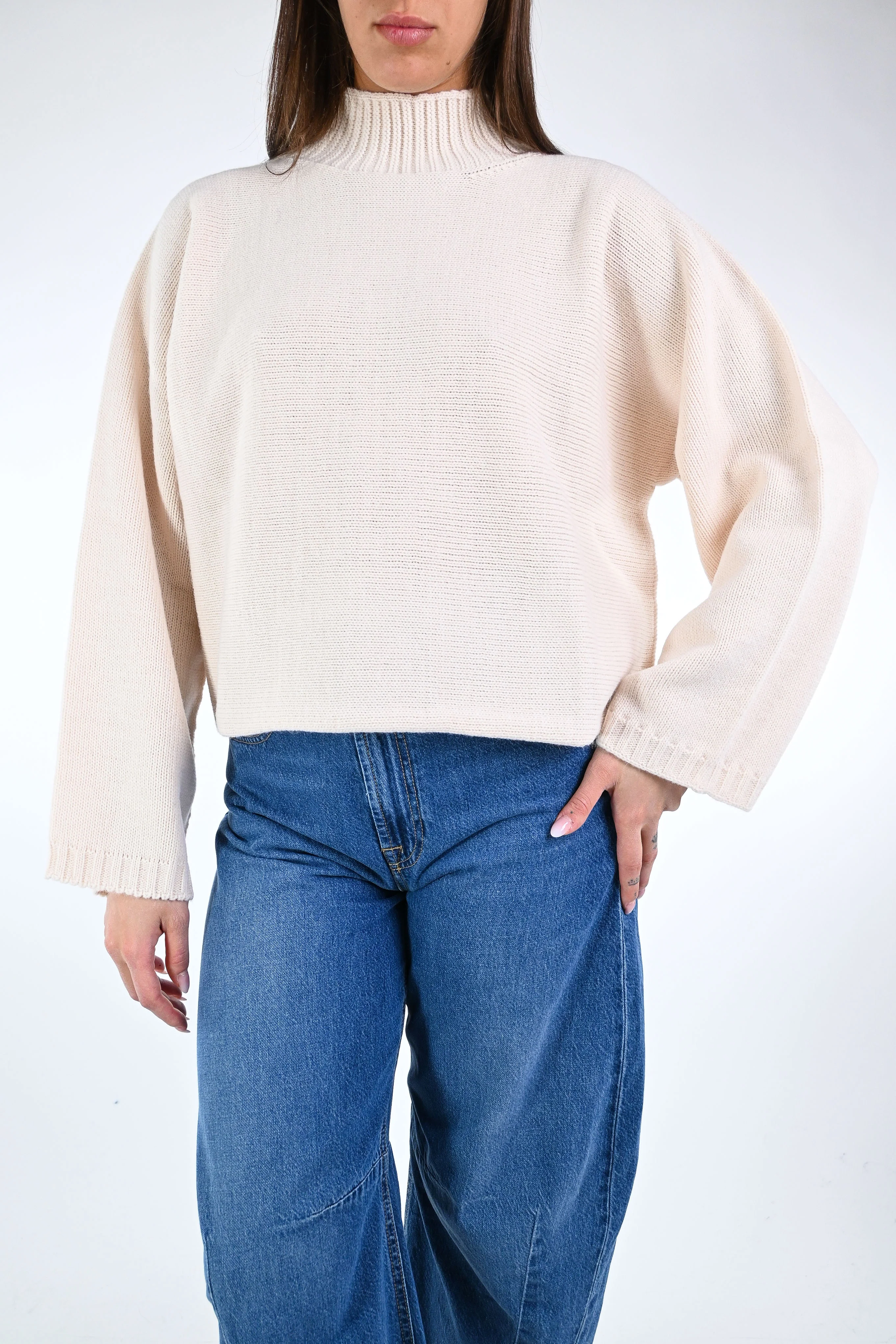 HAVEONE - MAGLIA OVER COLLO CRATERE ART.MMP-P435 - BURRO