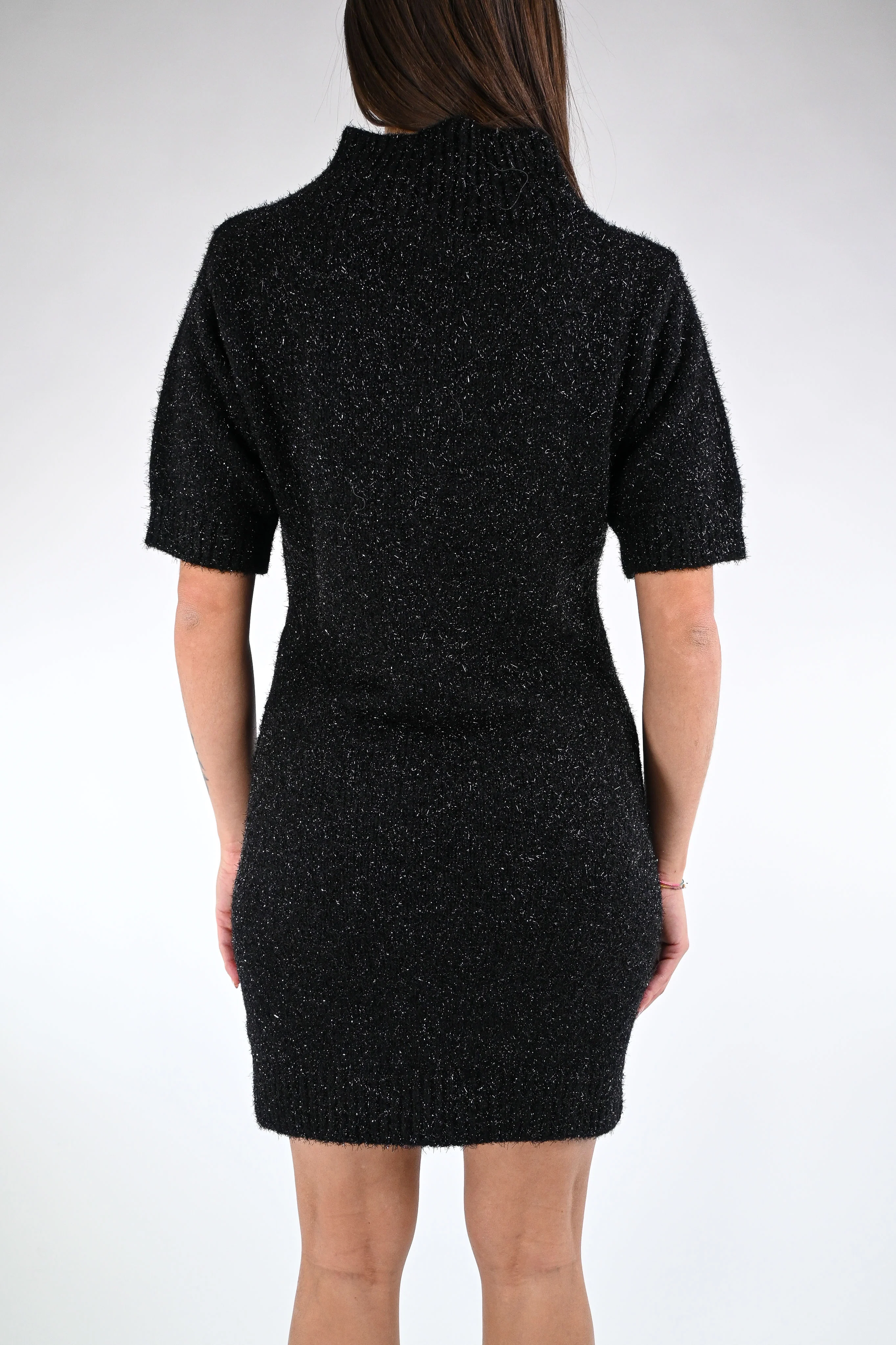 HAVEONE - MINI ABITO COLLO VULCANO LUREX ART.AHO-P108 -NERO - Image 4