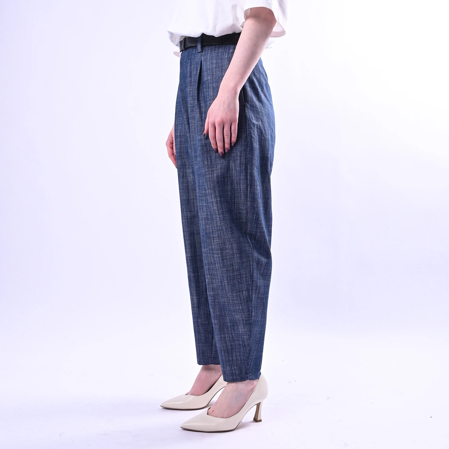 HAVEONE - PANTALONE BALLOON IN CHAMBERAY ART.PMA-Q375 - BLU - Image 3