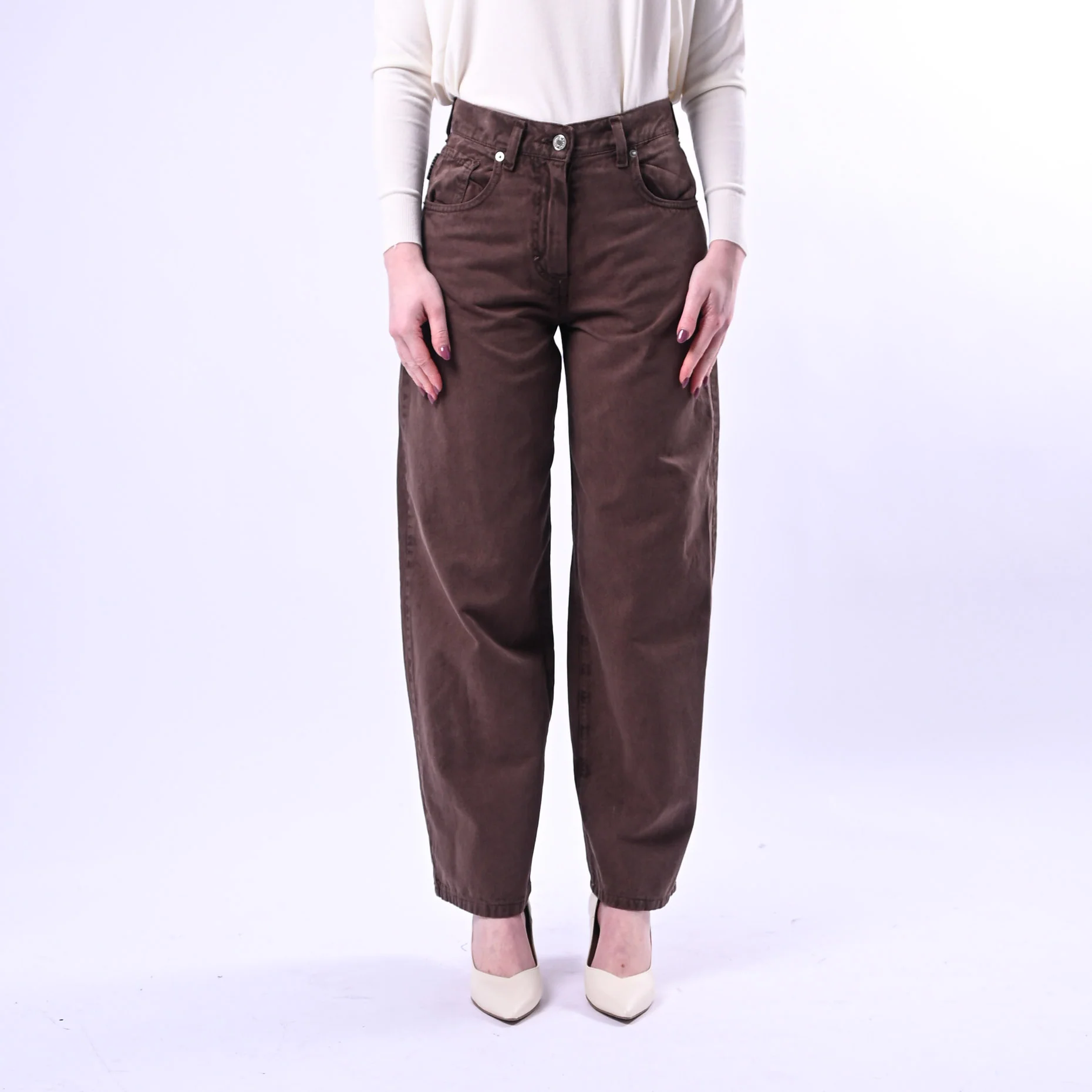 HAVEONE - PANTALONE BELLA IN GABARDINA ART.PLS-Q030 - ACID WASH MORO - Image 2