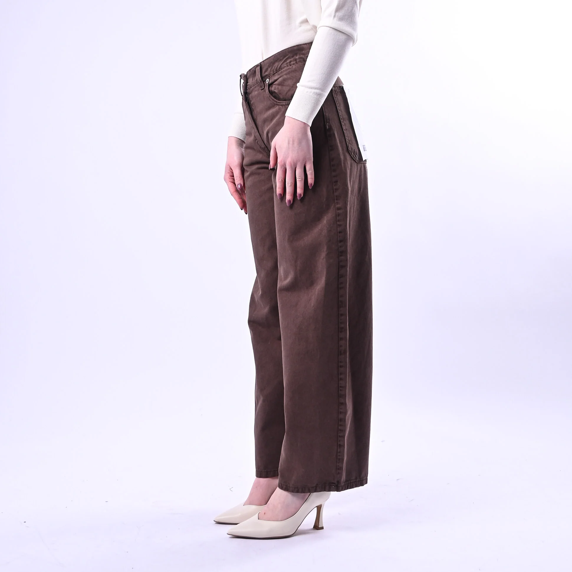 HAVEONE - PANTALONE BELLA IN GABARDINA ART.PLS-Q030 - ACID WASH MORO - Image 3