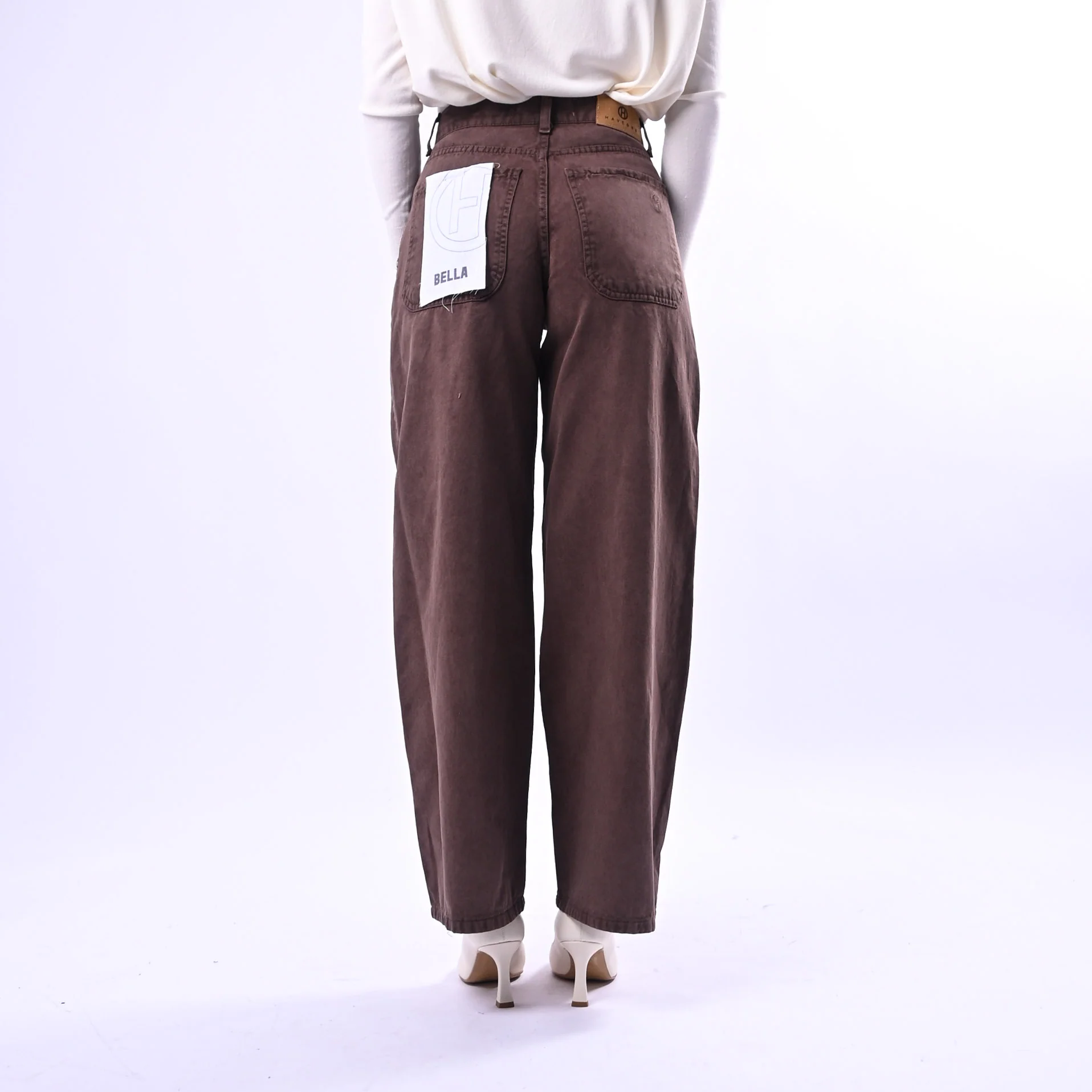HAVEONE - PANTALONE BELLA IN GABARDINA ART.PLS-Q030 - ACID WASH MORO - Image 4