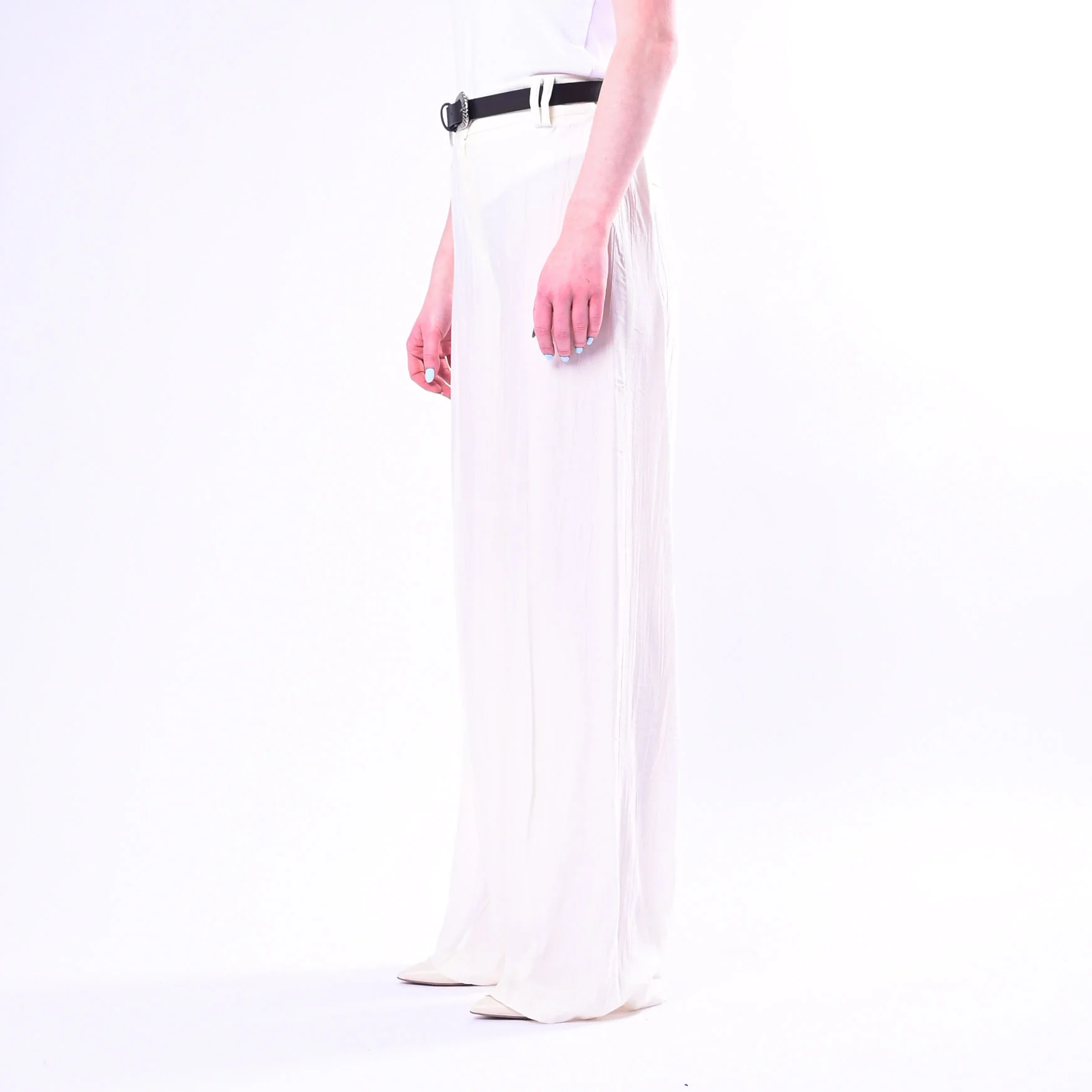 HAVEONE - PANTALONE GOFFRATO PALAZZO FLUIDO ART.PVI-Q289/P - PANNA - Image 3