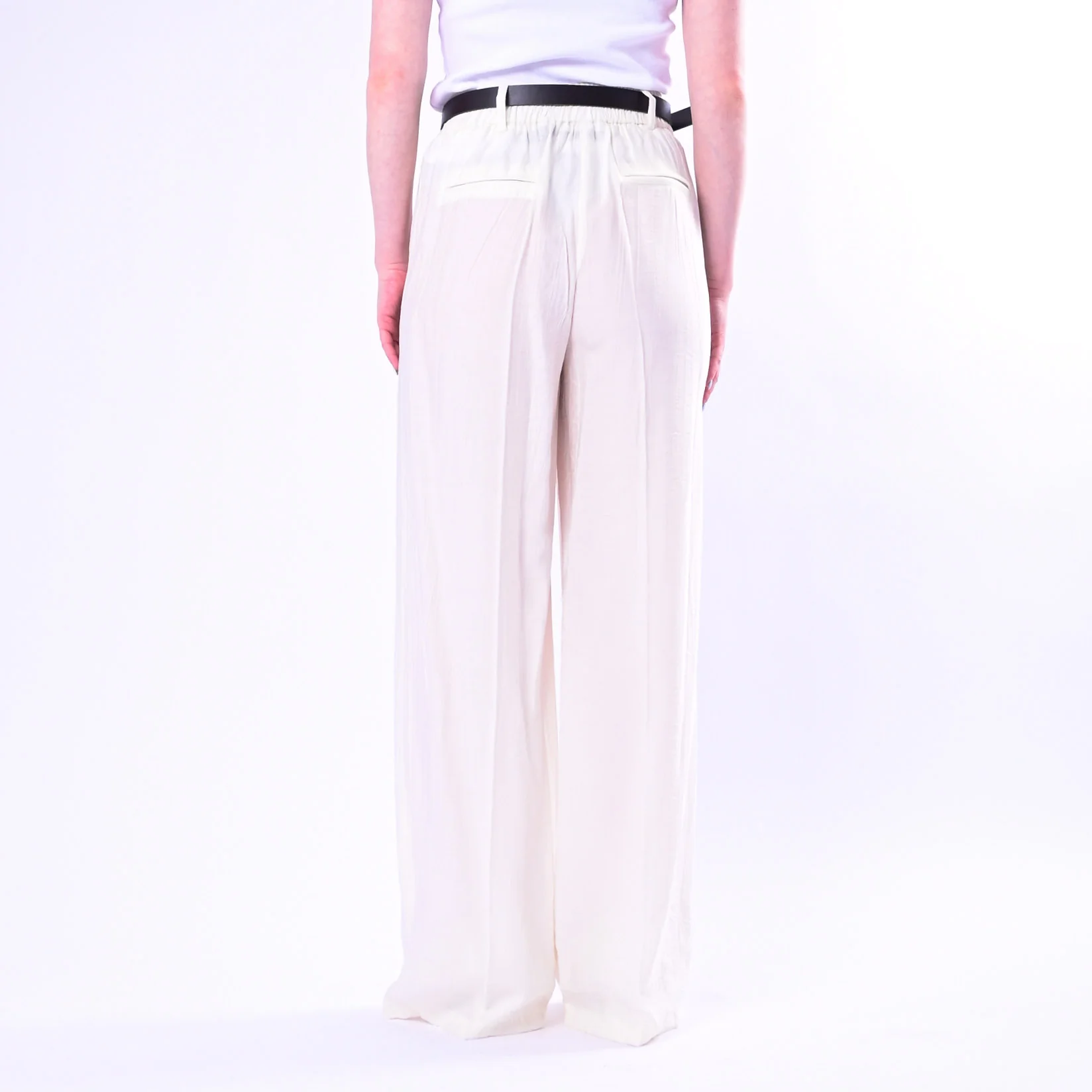 HAVEONE - PANTALONE GOFFRATO PALAZZO FLUIDO ART.PVI-Q289/P - PANNA - Image 4