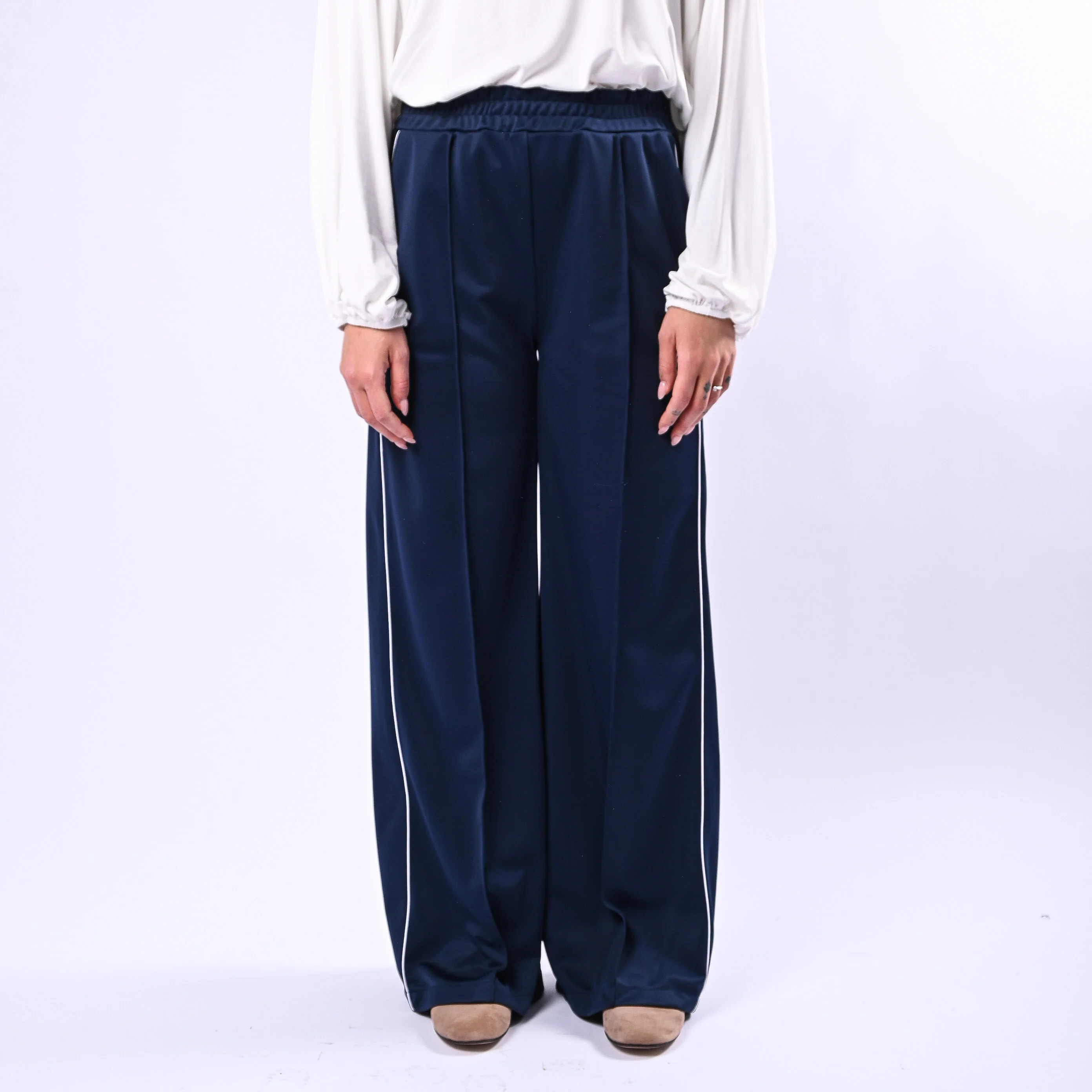 HAVEONE - PANTALONE PALAZZO ACETATO ART.PVS-Q166 - BLU - Image 2