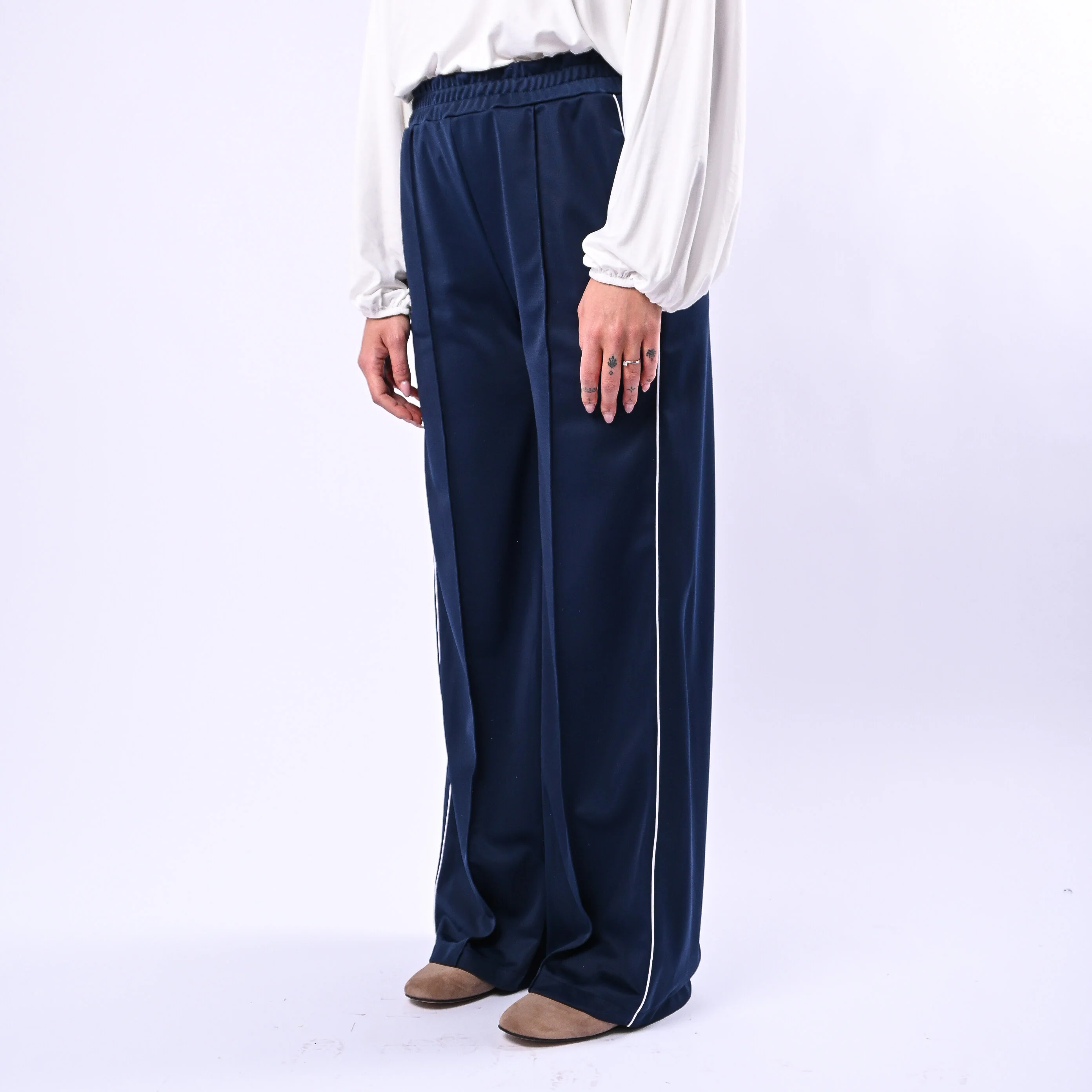 HAVEONE - PANTALONE PALAZZO ACETATO ART.PVS-Q166 - BLU - Image 3