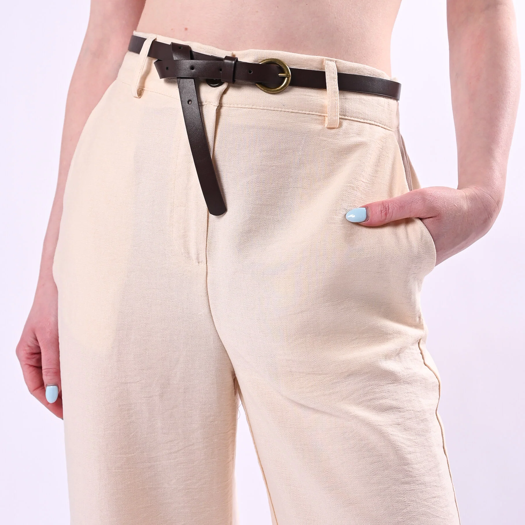 HAVEONE - PANTALONE PALAZZO FLUIDO IN VISCOSA ART.PIA-Q532/B - BEIGE - Image 5