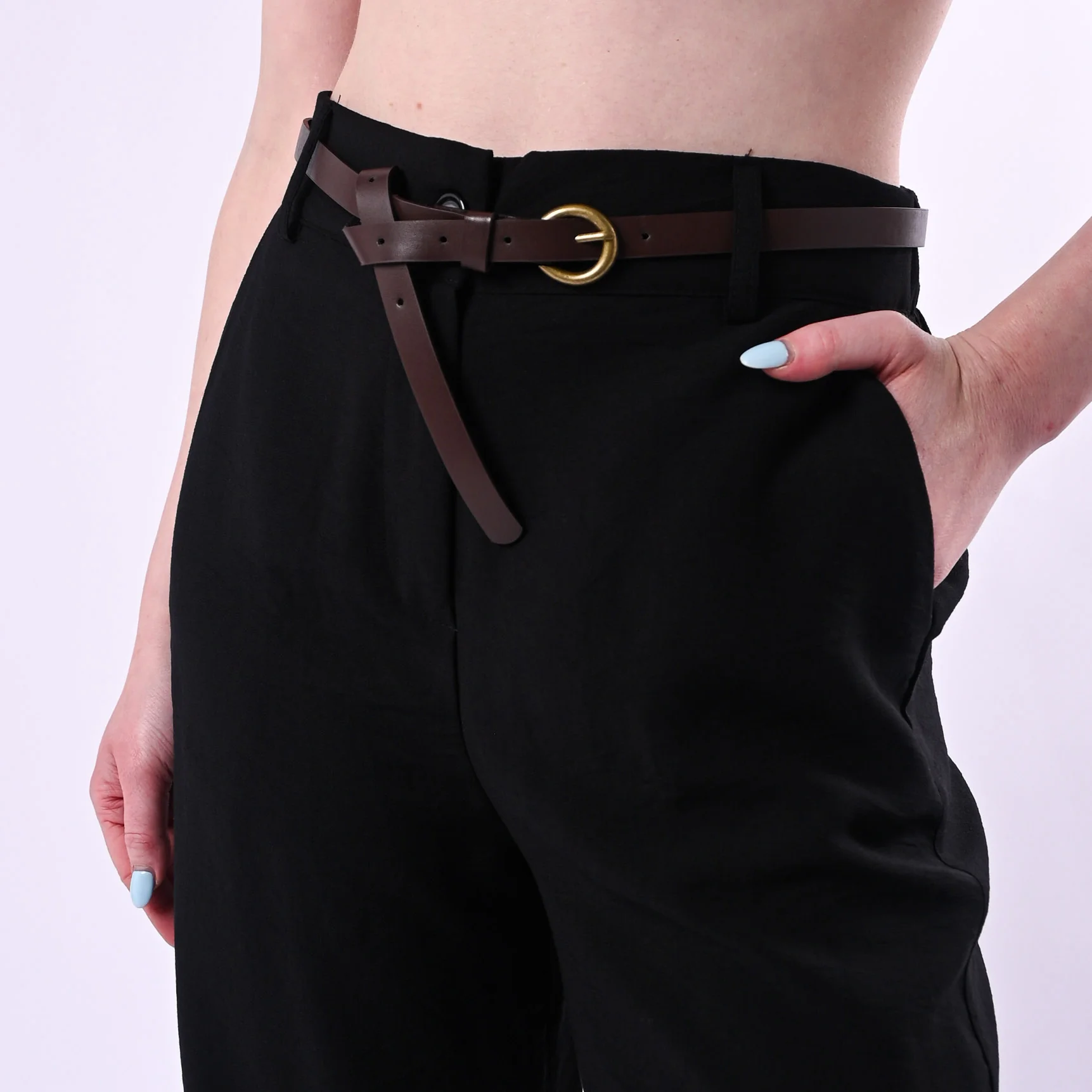 HAVEONE - PANTALONE PALAZZO FLUIDO IN VISCOSA ART.PIA-Q532/N - NERO - Image 5