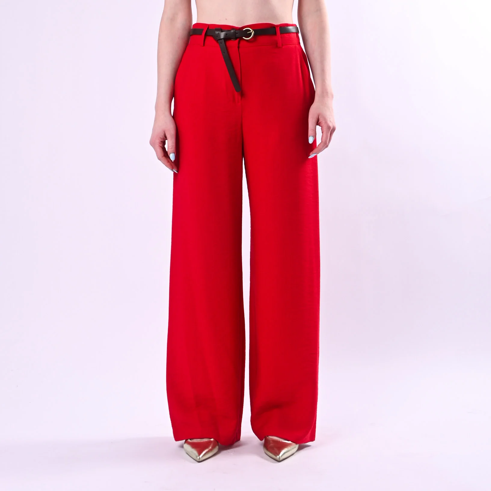 HAVEONE - PANTALONE PALAZZO FLUIDO IN VISCOSA ART.PIA-Q532/R - ROSSO - Image 2