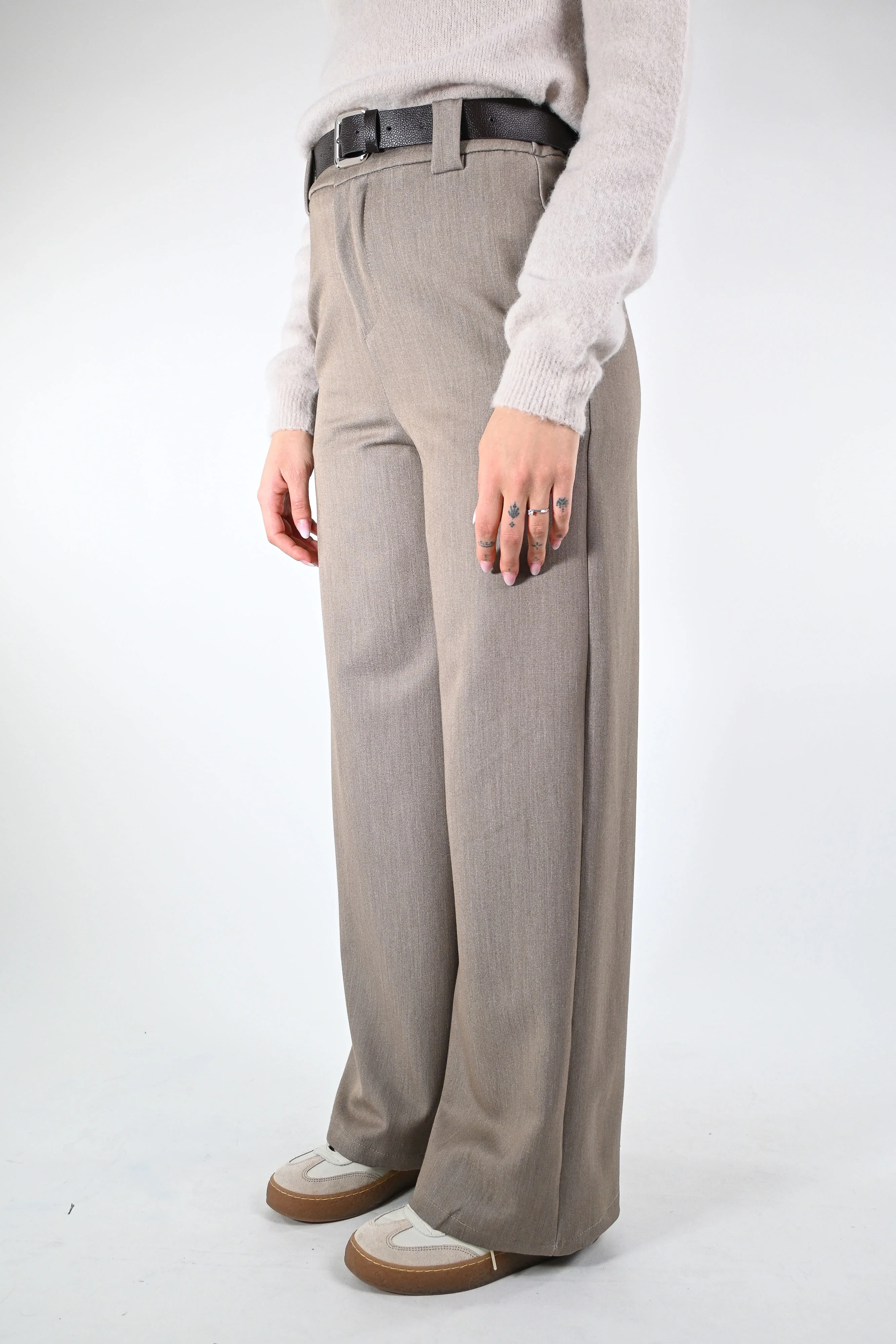 HAVEONE - PANTALONE PALAZZO POLIVISCOSA ART.PFW-P292 - BEIGE MELANGE - Image 3