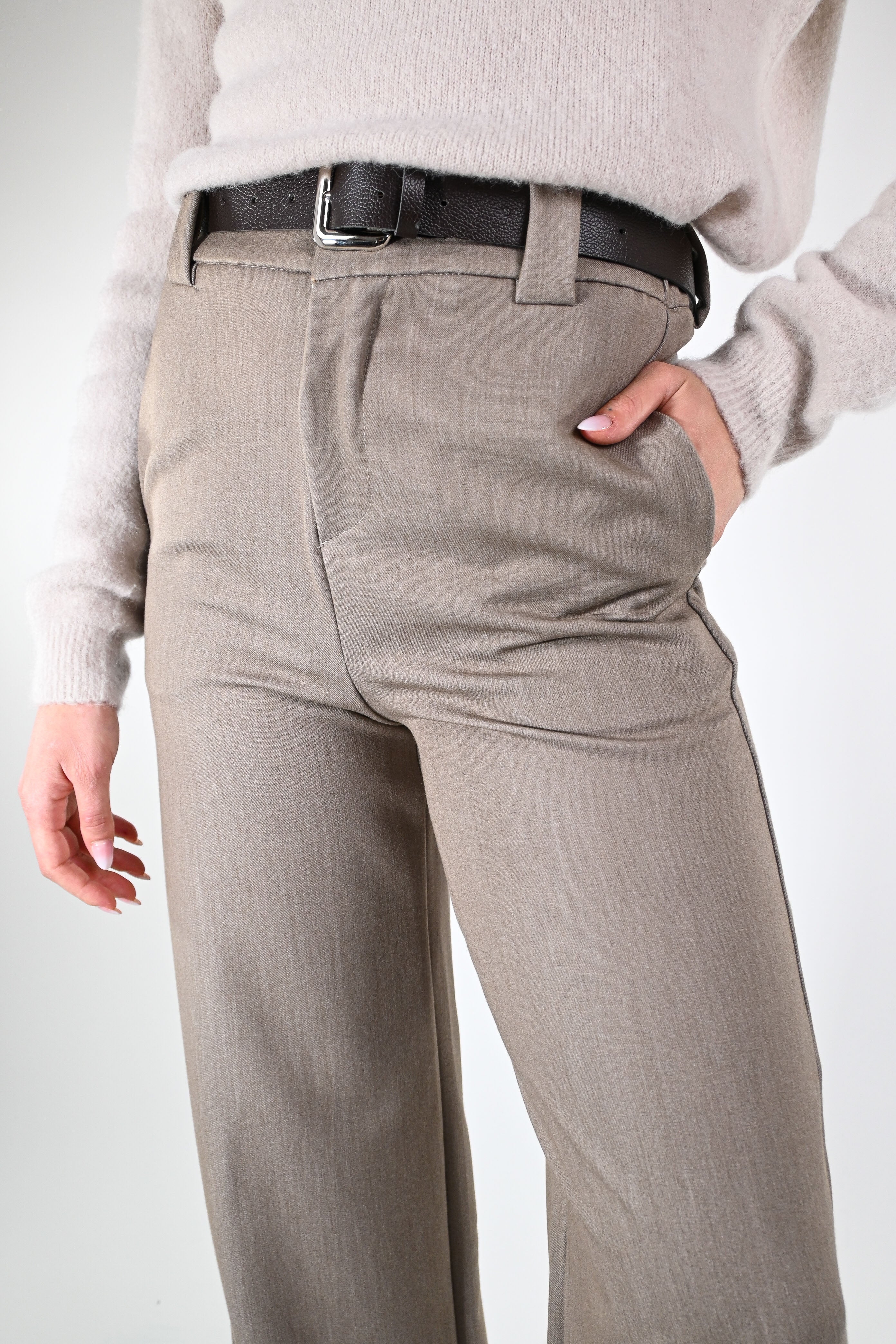 HAVEONE - PANTALONE PALAZZO POLIVISCOSA ART.PFW-P292 - BEIGE MELANGE - Image 5