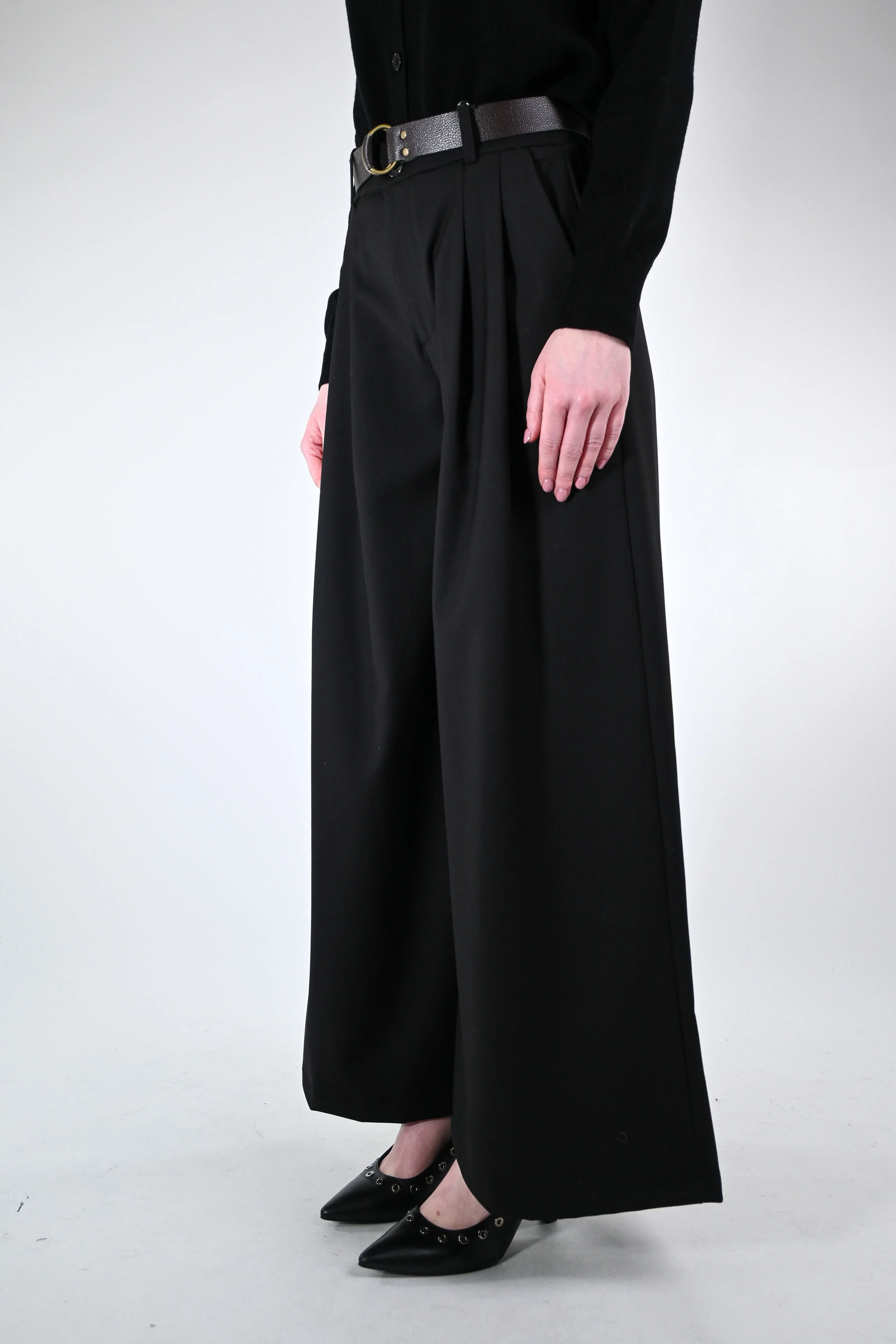 HAVEONE - PANTALONE PALAZZO POLIVISCOSA ART.PFW-P292 - NERO - Image 3