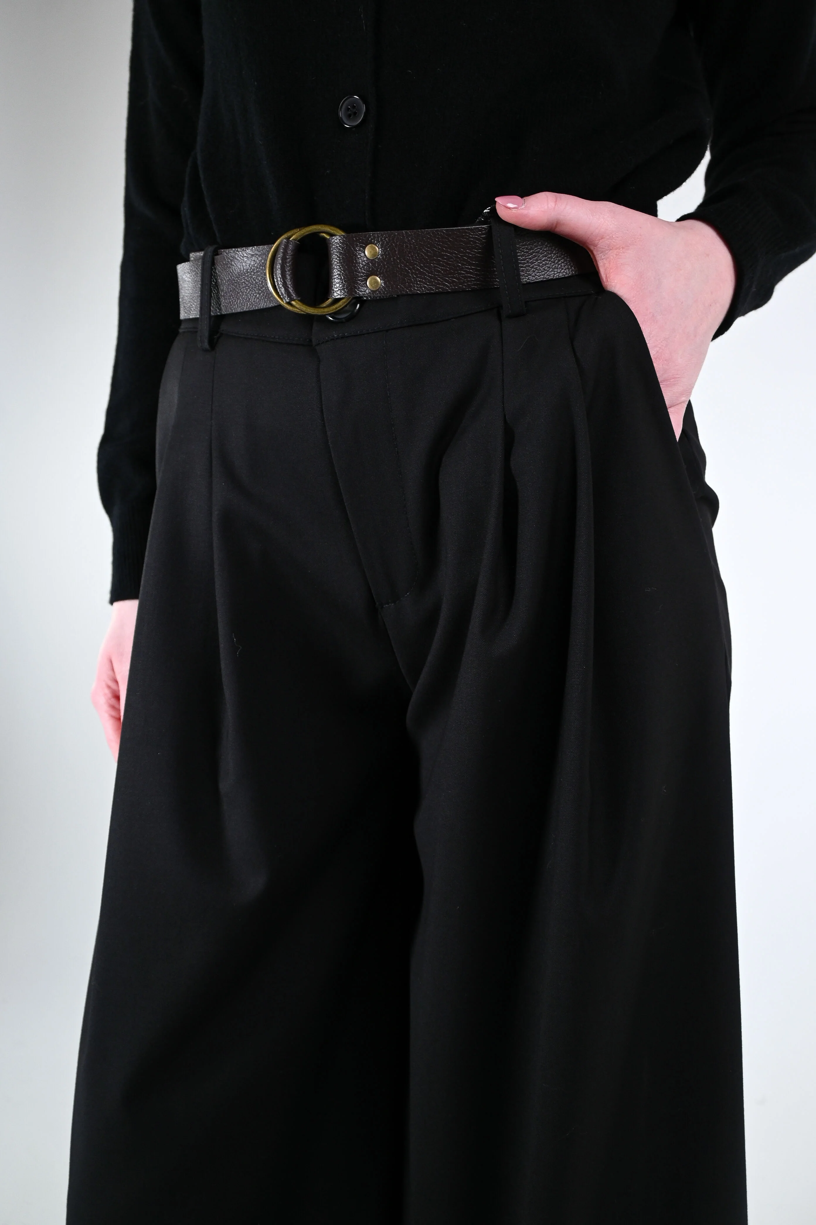 HAVEONE - PANTALONE PALAZZO POLIVISCOSA ART.PFW-P292 - NERO - Image 5