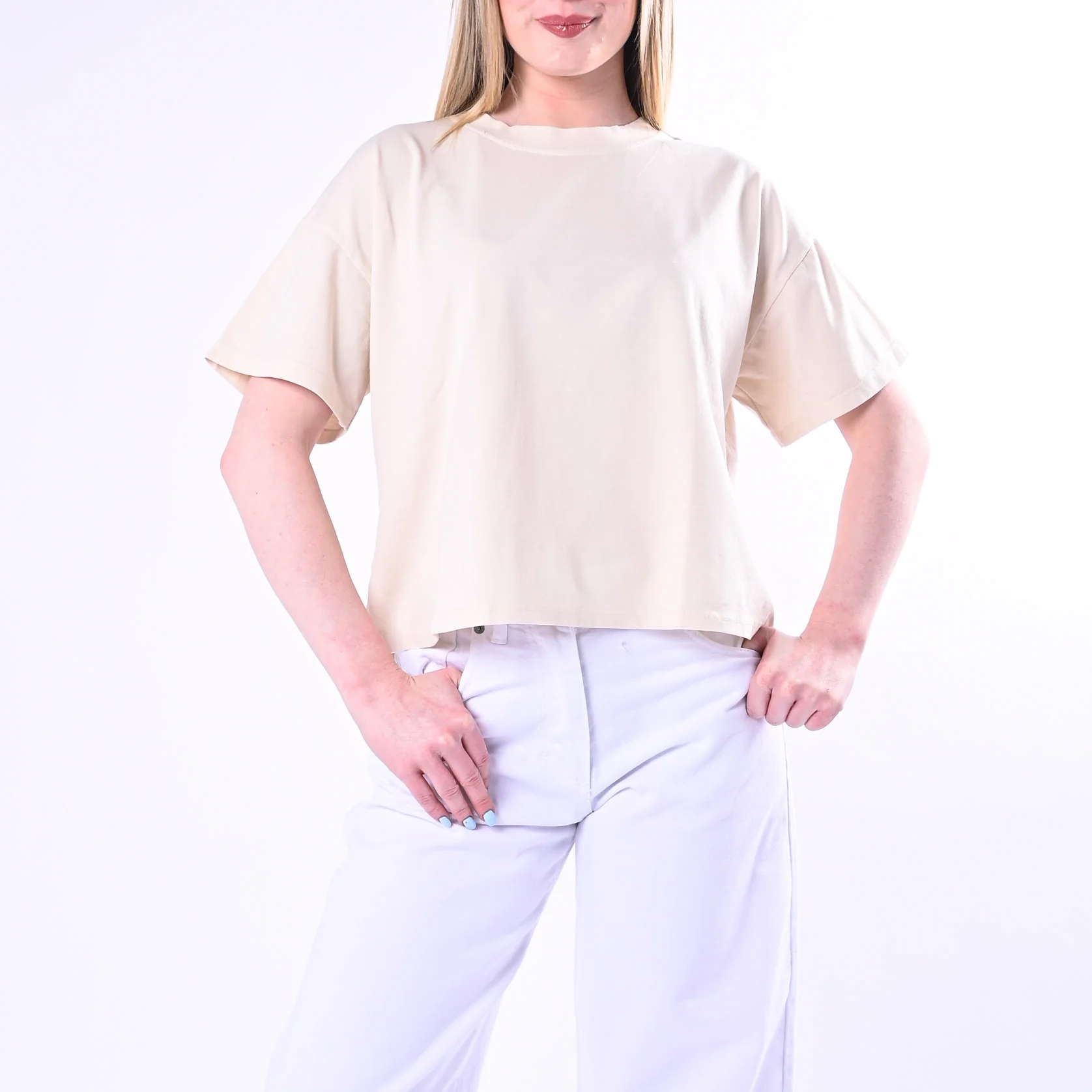 HAVEONE - T-SHIRT GIROCLLO A SCATOLA ART.MJS-Q017/B - BURRO
