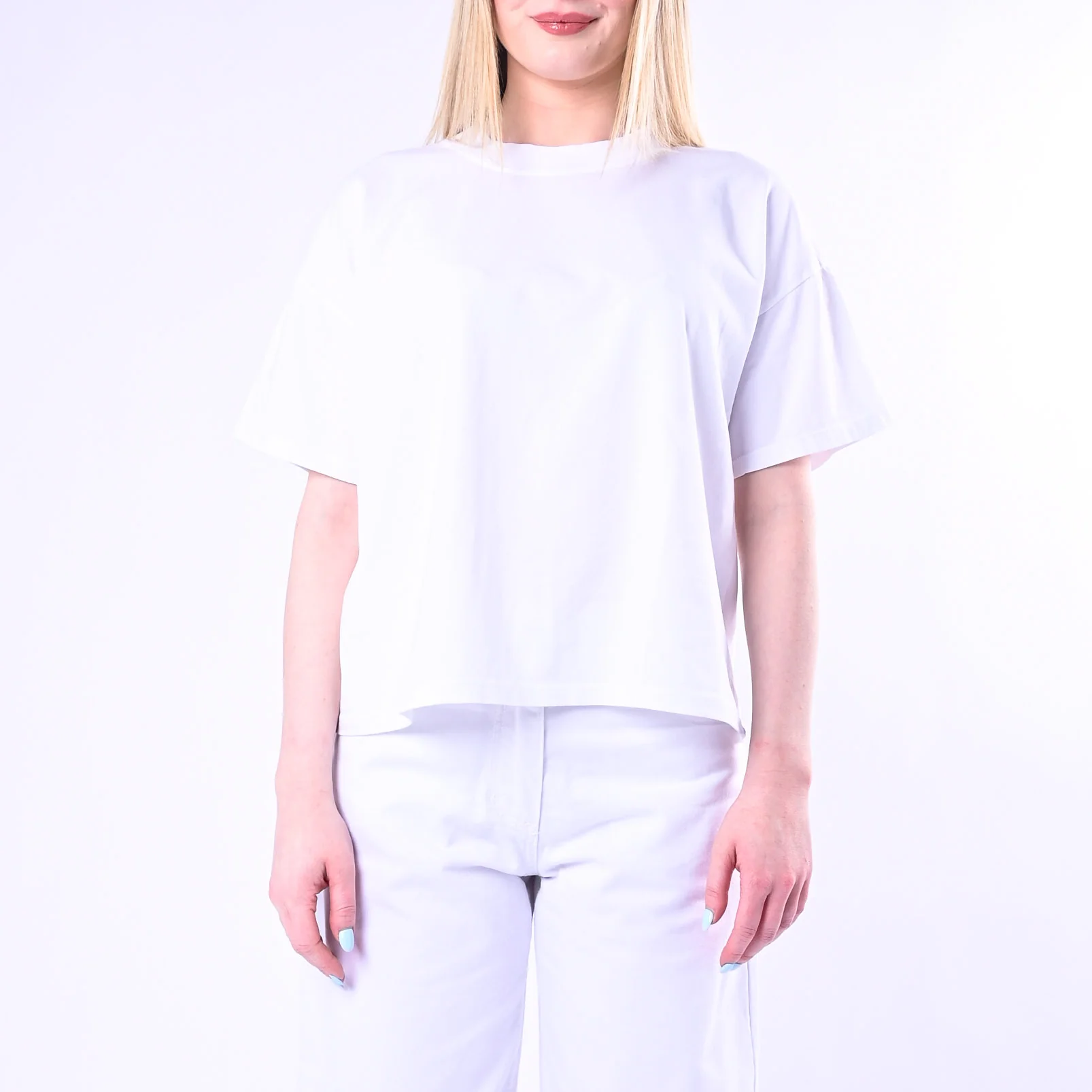 HAVEONE - T-SHIRT GIROCLLO A SCATOLA ART.MJS-Q017/BI - BIANCO - Image 2