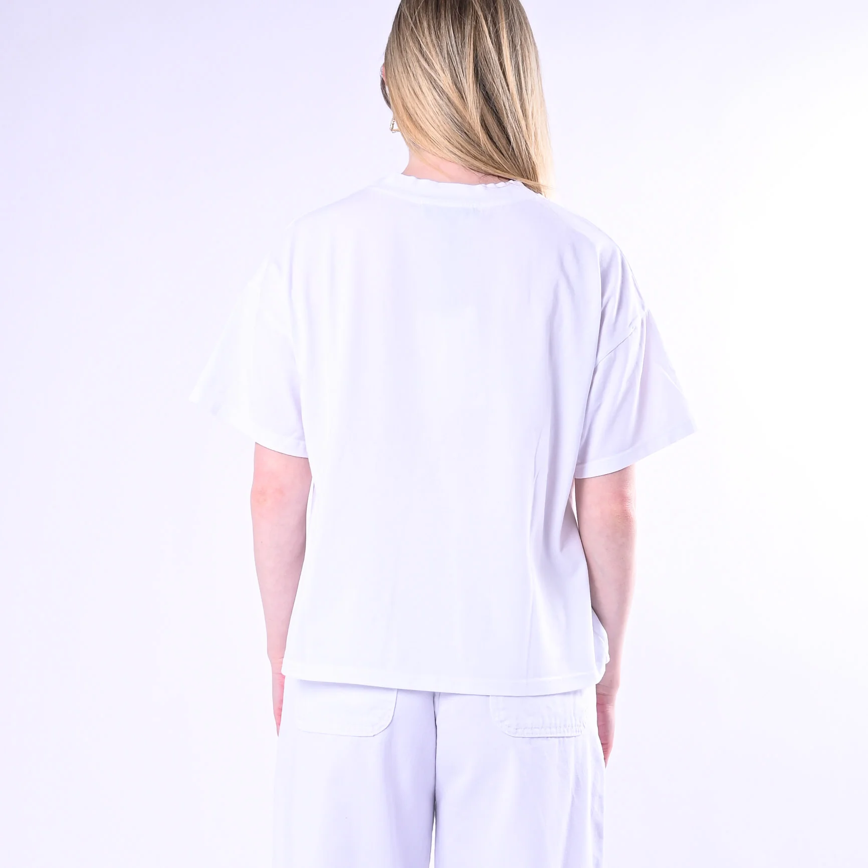 HAVEONE - T-SHIRT GIROCLLO A SCATOLA ART.MJS-Q017/BI - BIANCO - Image 4