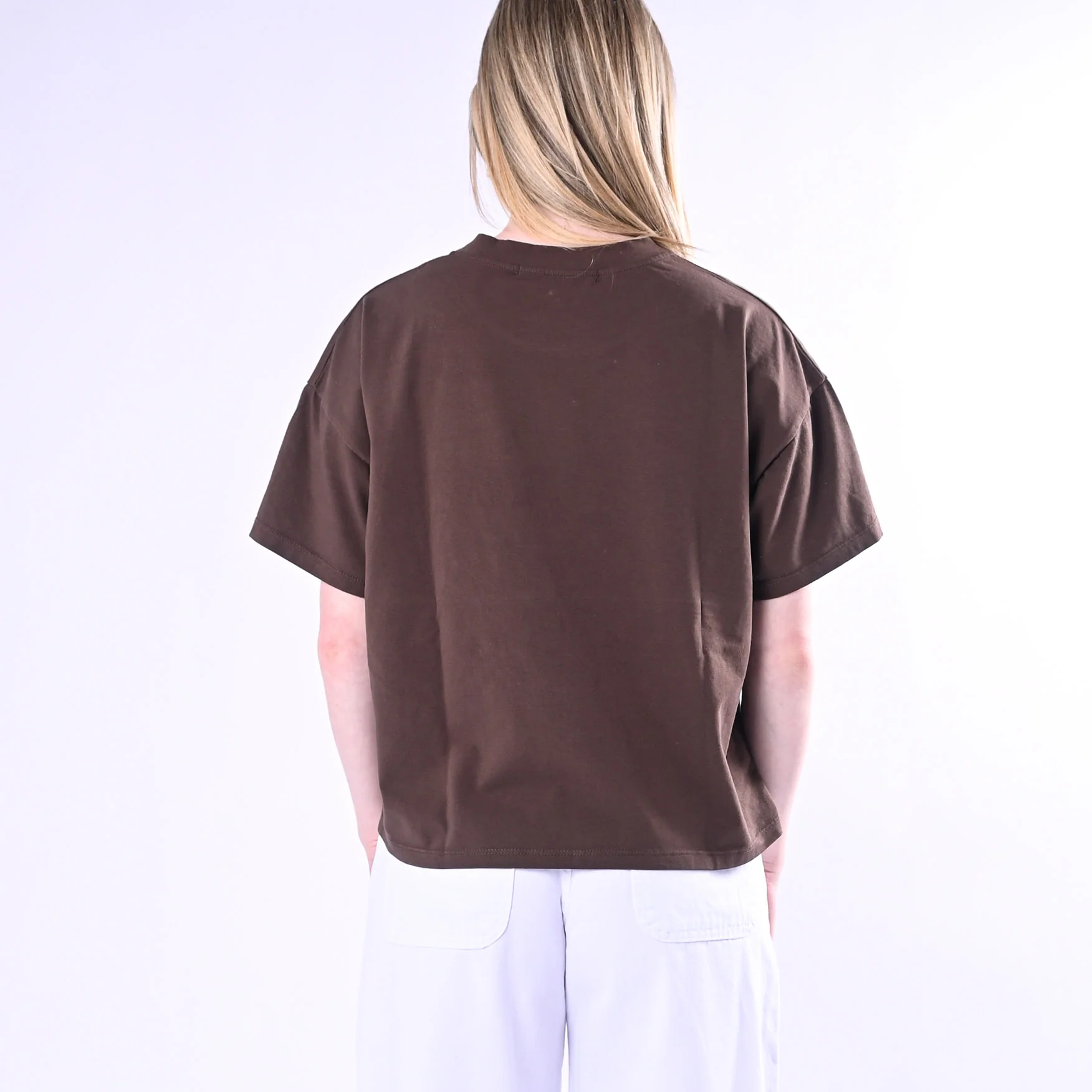 HAVEONE - T-SHIRT GIROCLLO A SCATOLA ART.MJS-Q017/C - CIOCCOLATO - Image 4