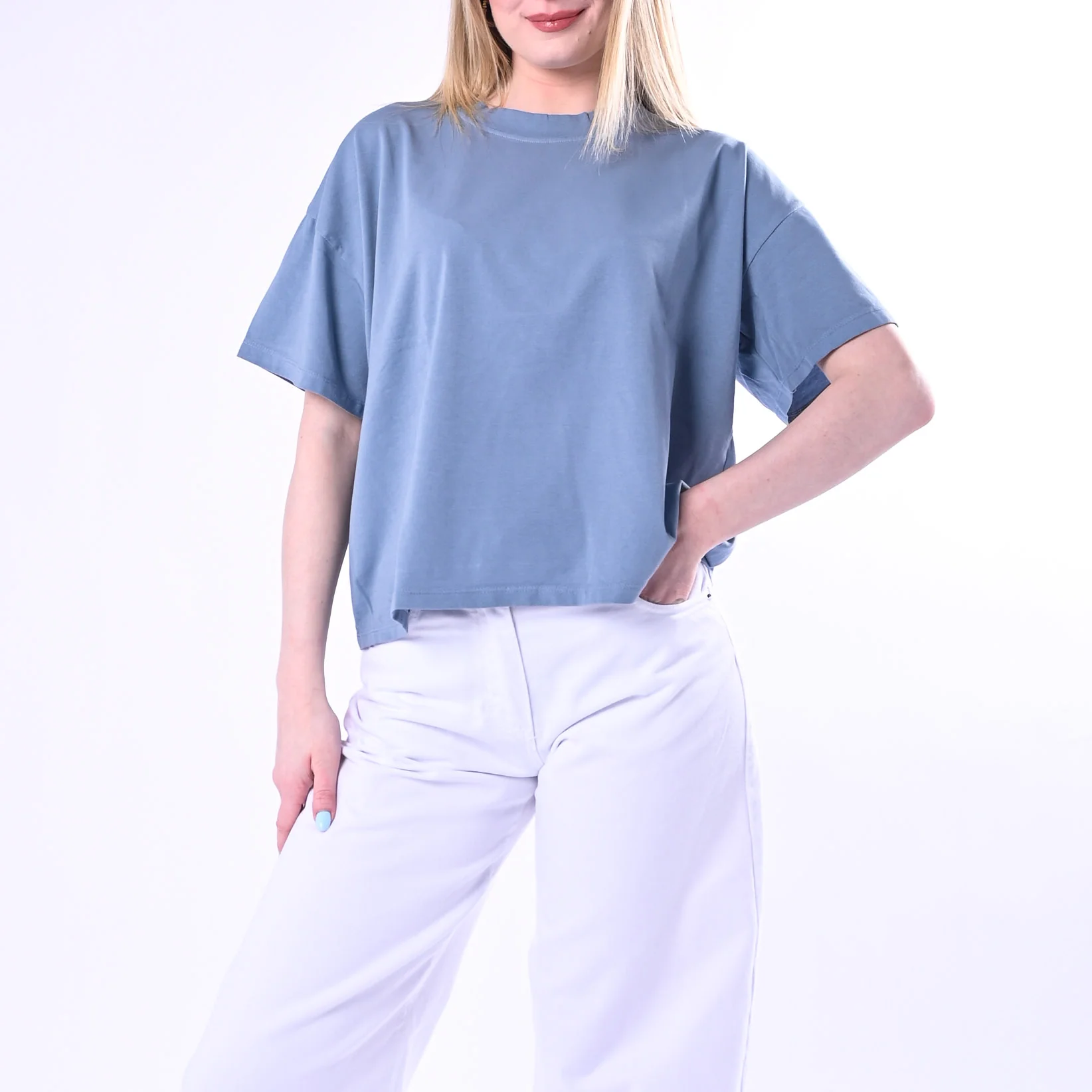 HAVEONE - T-SHIRT GIROCOLLO A SCATOLA ART.MJS-Q017/J - JEANS