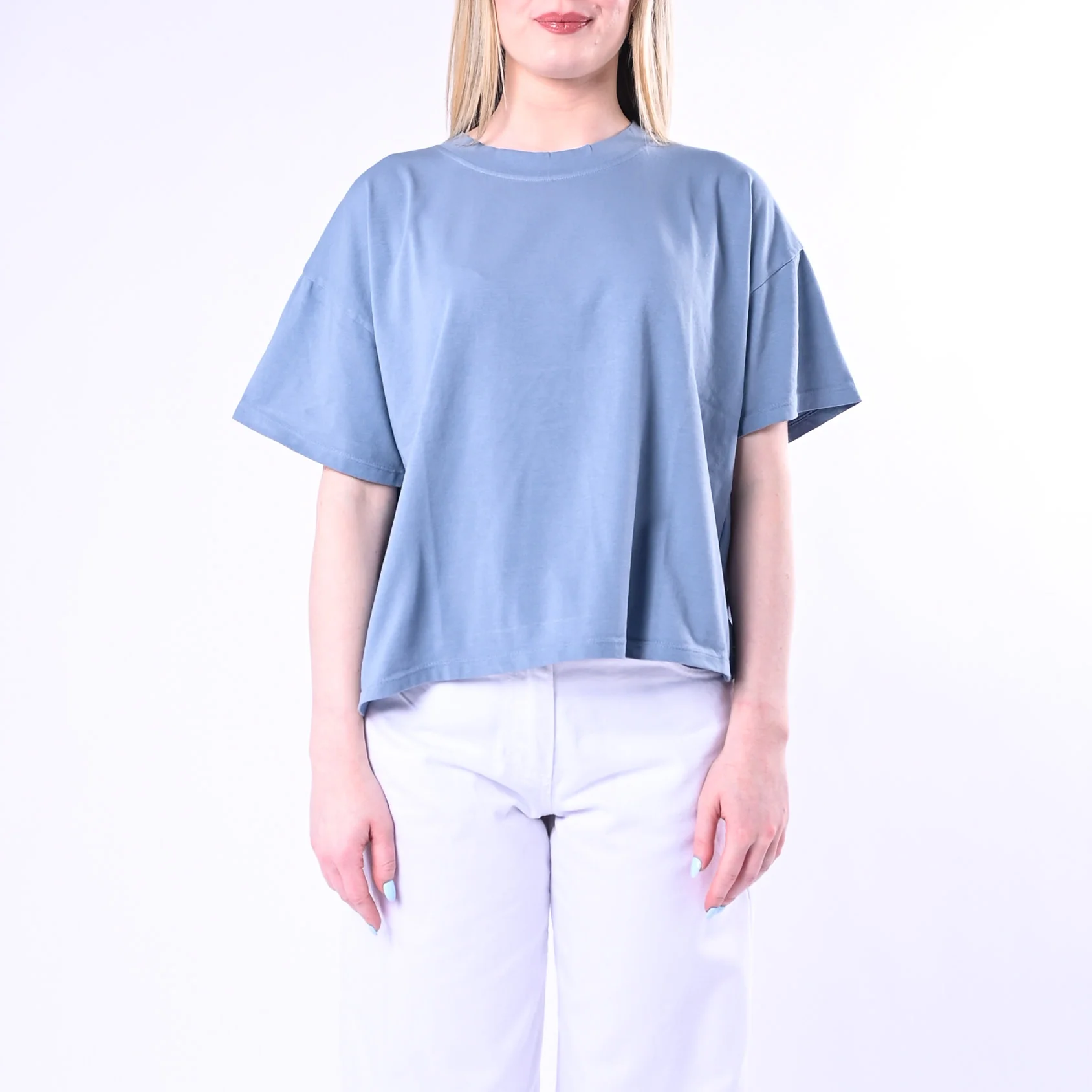 HAVEONE - T-SHIRT GIROCOLLO A SCATOLA ART.MJS-Q017/J - JEANS - Image 2