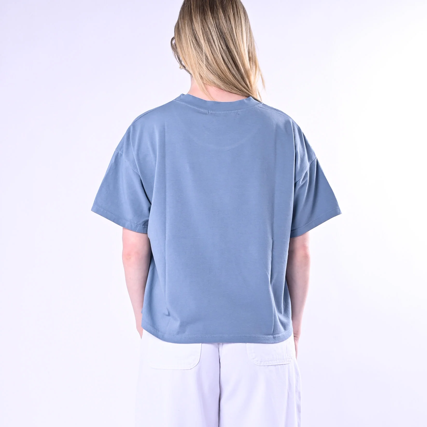 HAVEONE - T-SHIRT GIROCOLLO A SCATOLA ART.MJS-Q017/J - JEANS - Image 4