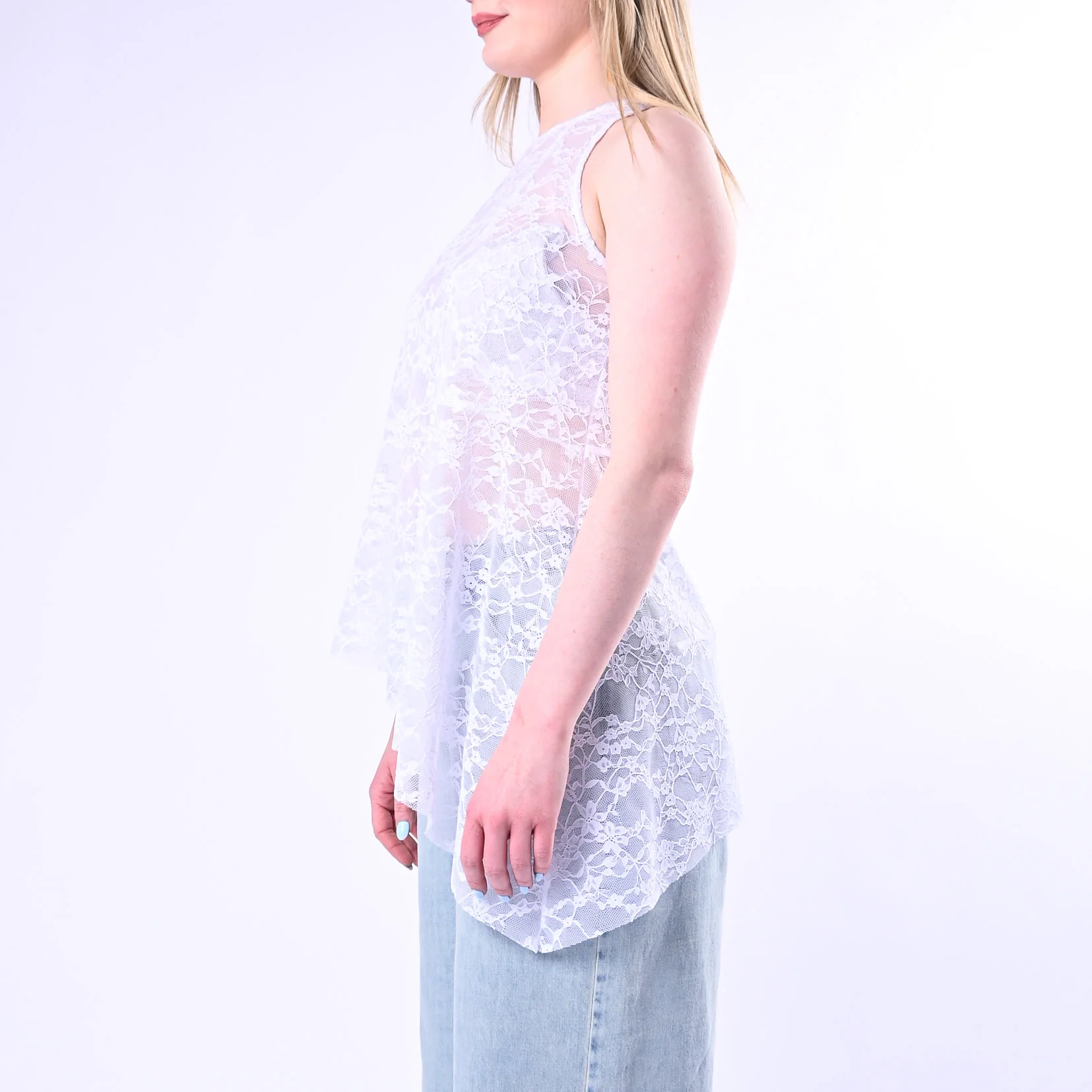 HAVEONE - TOP ASSIMMETRICO IN PIZZO ART.RPA-Q139/B - BIANCO - Image 3
