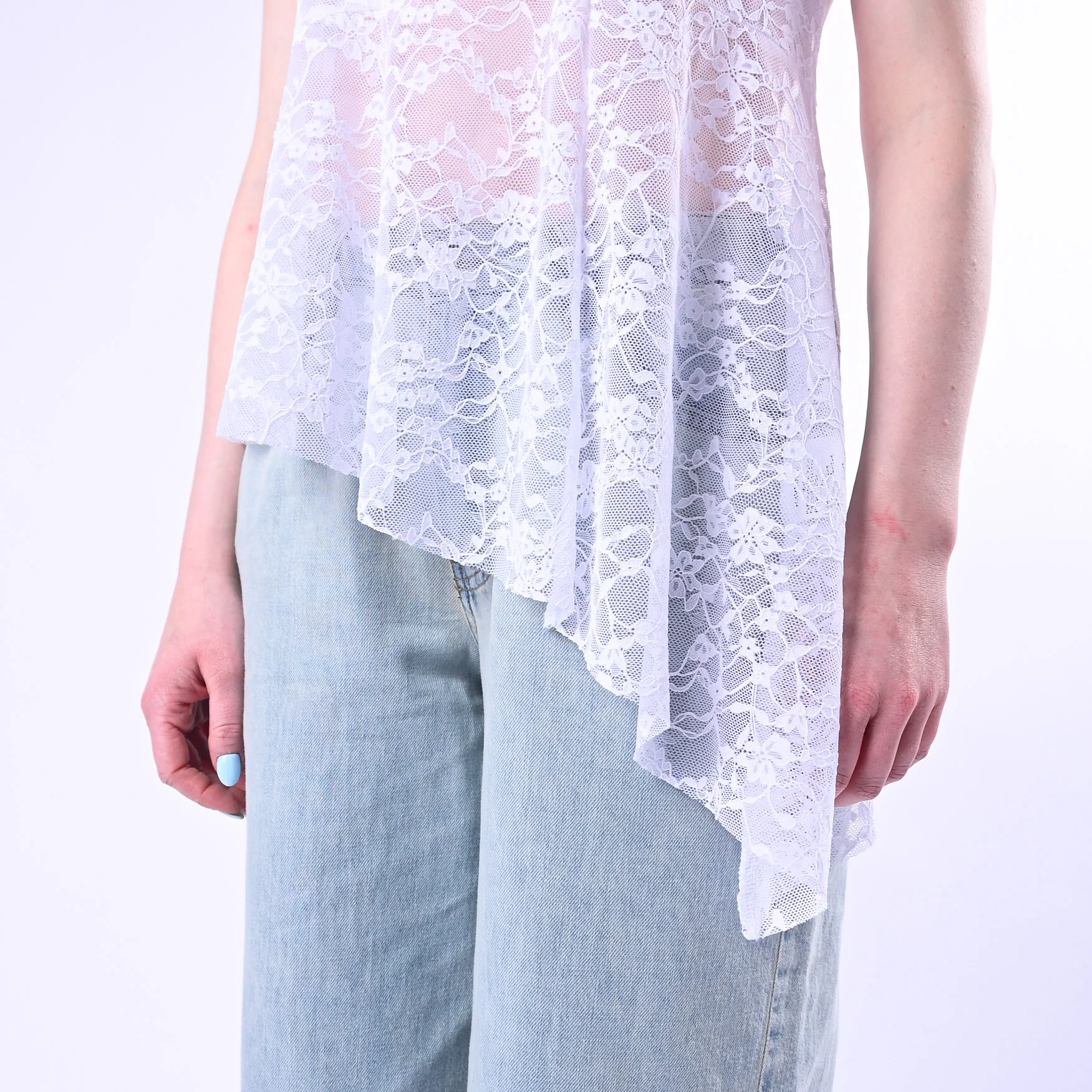 HAVEONE - TOP ASSIMMETRICO IN PIZZO ART.RPA-Q139/B - BIANCO - Image 4