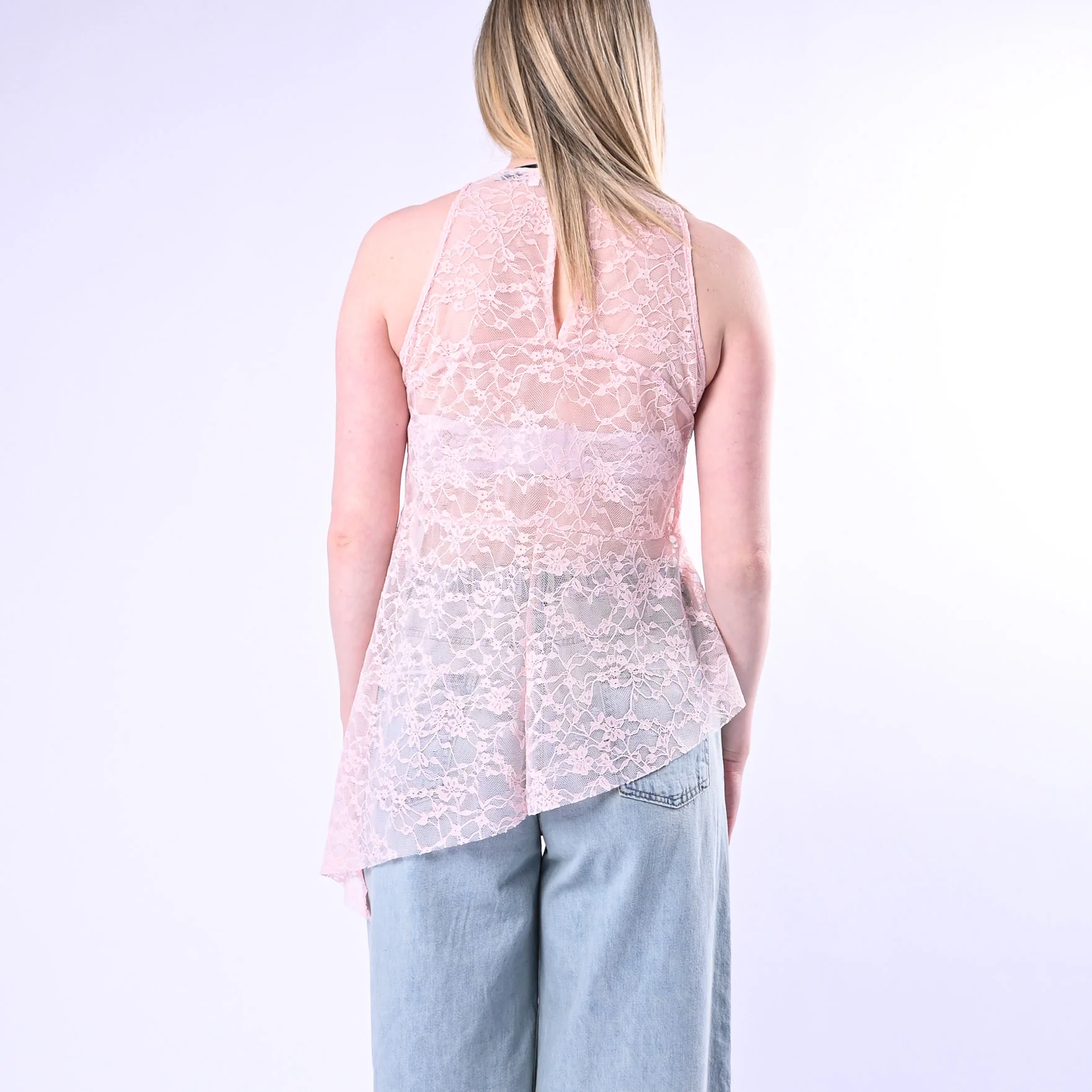 HAVEONE - TOP ASSIMMETRICO IN PIZZO ART.RPA-Q139/R - ROSA - Image 4