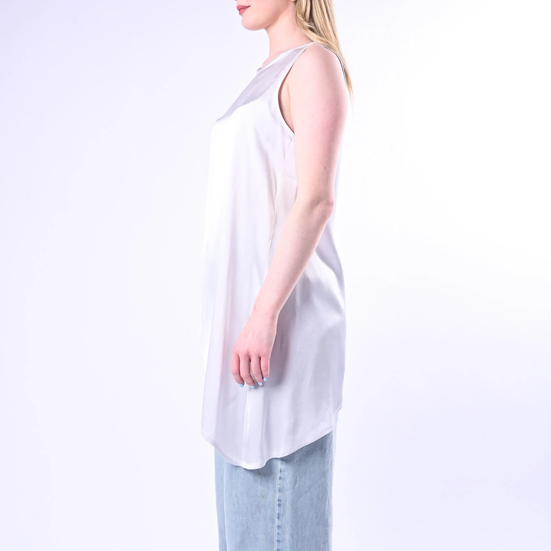 HAVEONE - TOP ASSIMMETRICO IN VISCOSA ART.RWG-Q120/GH - GHIACCIO - Image 3