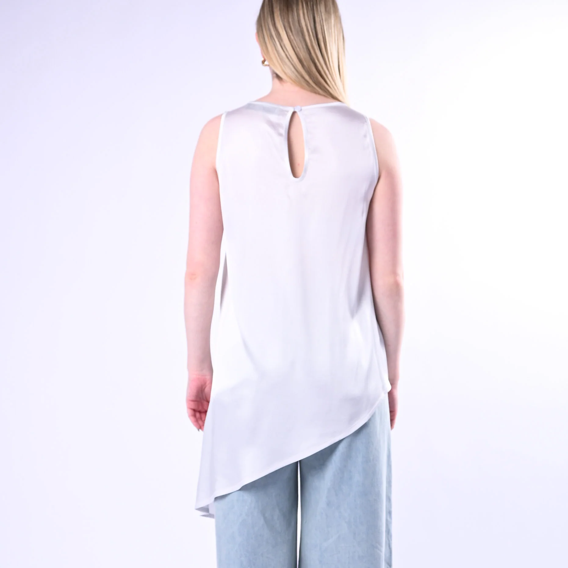 HAVEONE - TOP ASSIMMETRICO IN VISCOSA ART.RWG-Q120/GH - GHIACCIO - Image 4
