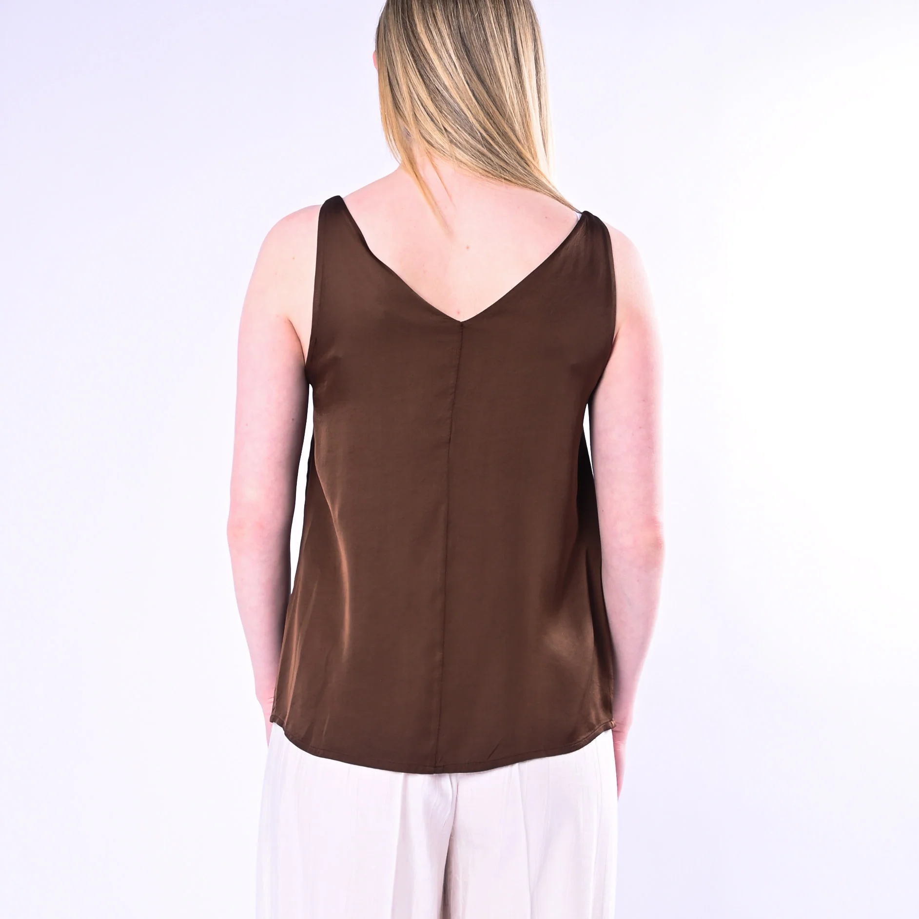 HAVEONE - TOP SCOLLO V IN VISCOSA ART.RWG-Q014/M - MORO - Image 3