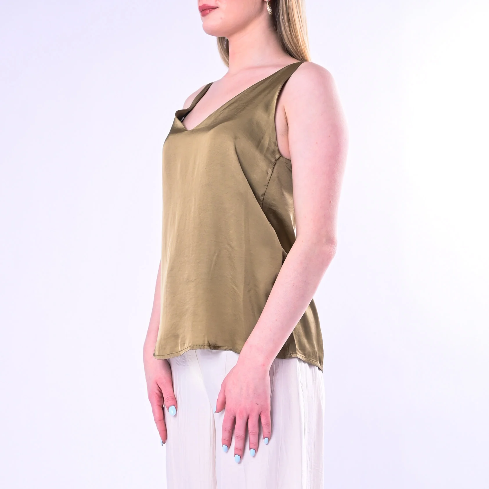 HAVEONE - TOP SCOLLO V IN VISCOSA ART.RWG-Q014/V - VERDE - Image 2