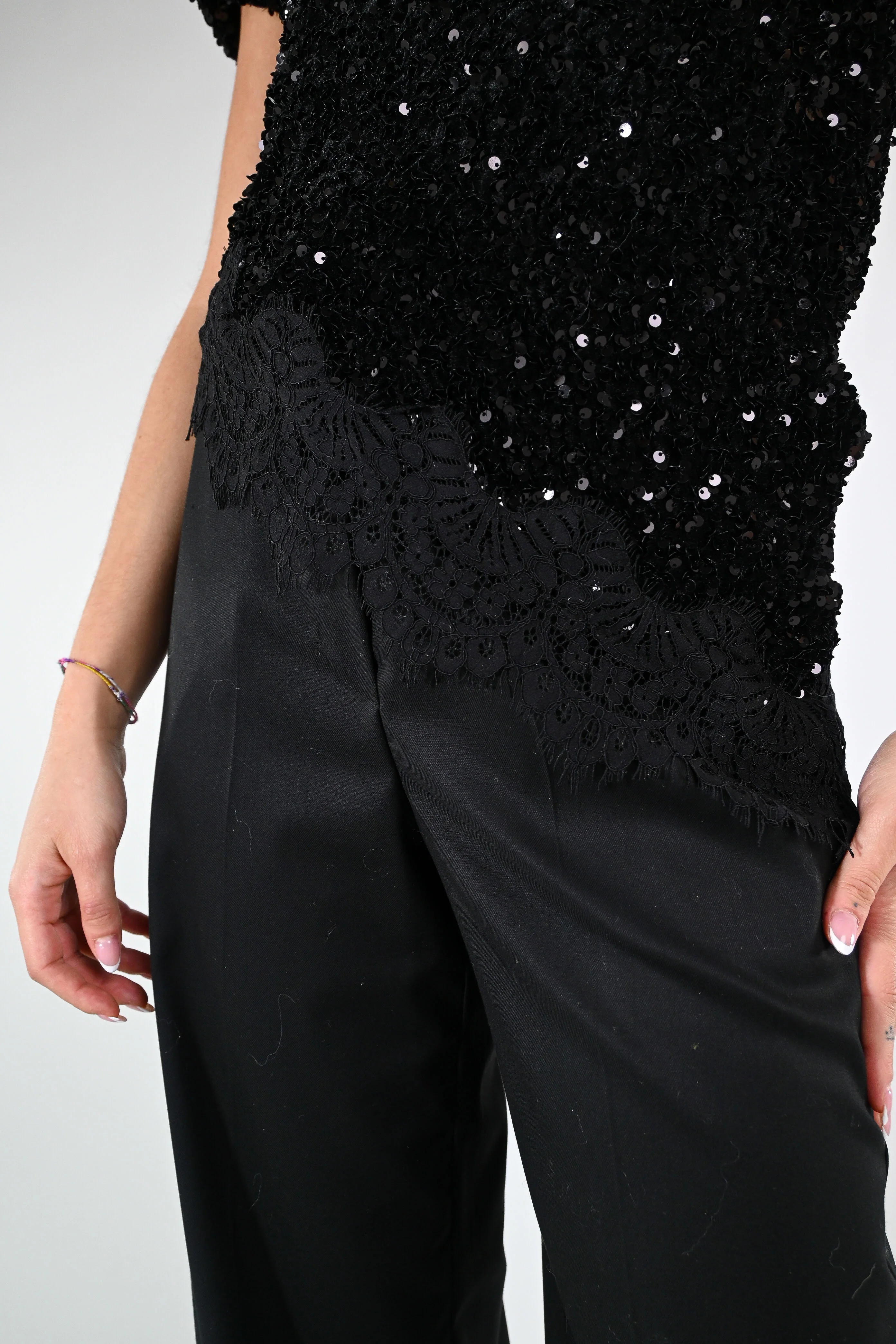MOTEL - BLUSA PAILLETTES ASIMMETRICA+PIZZO ART.W25CC74 - NERO - Image 5