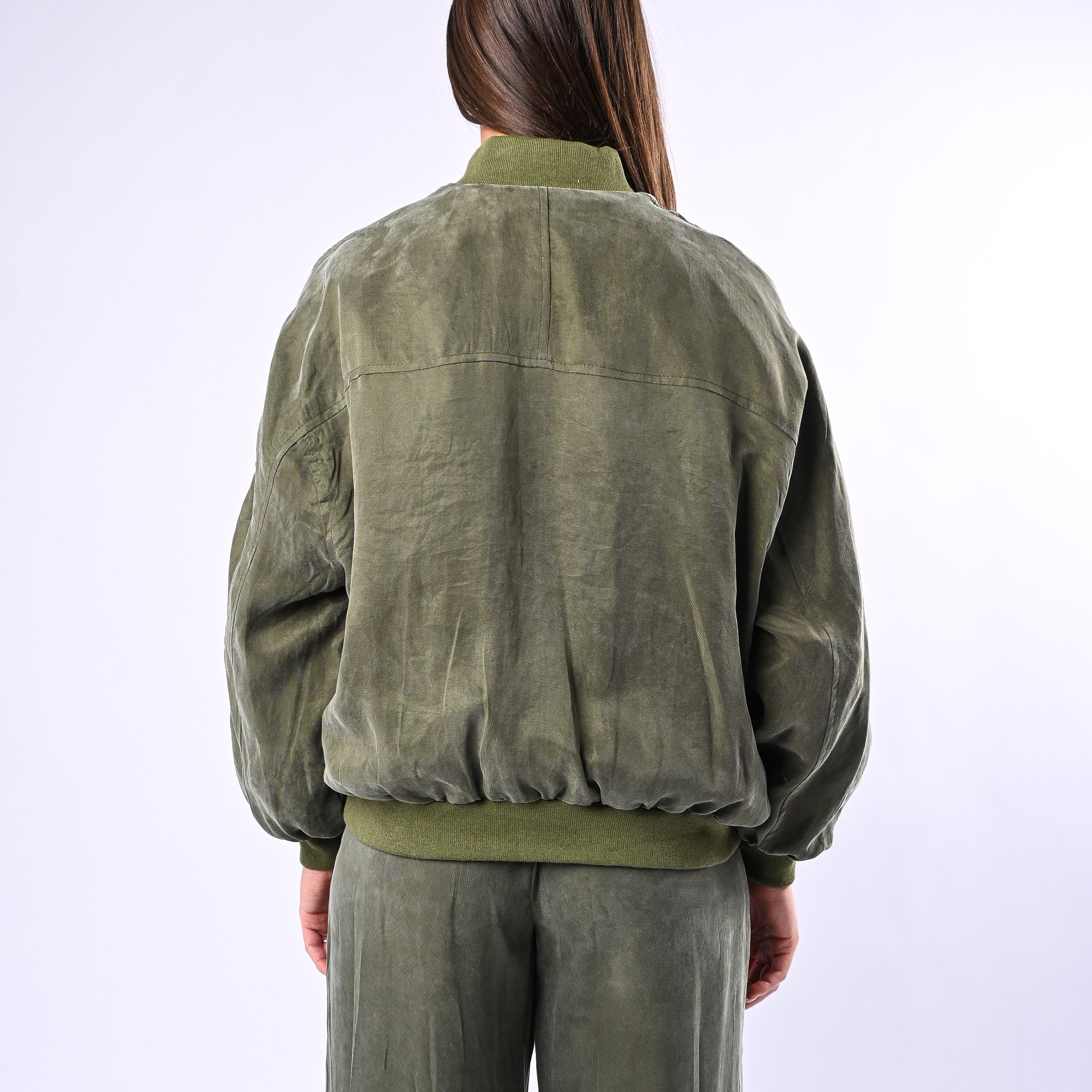 MOTEL - BOMBER OVER IN CUPRO DI LYOCELL ART.HS709 - MILITARE - Image 5