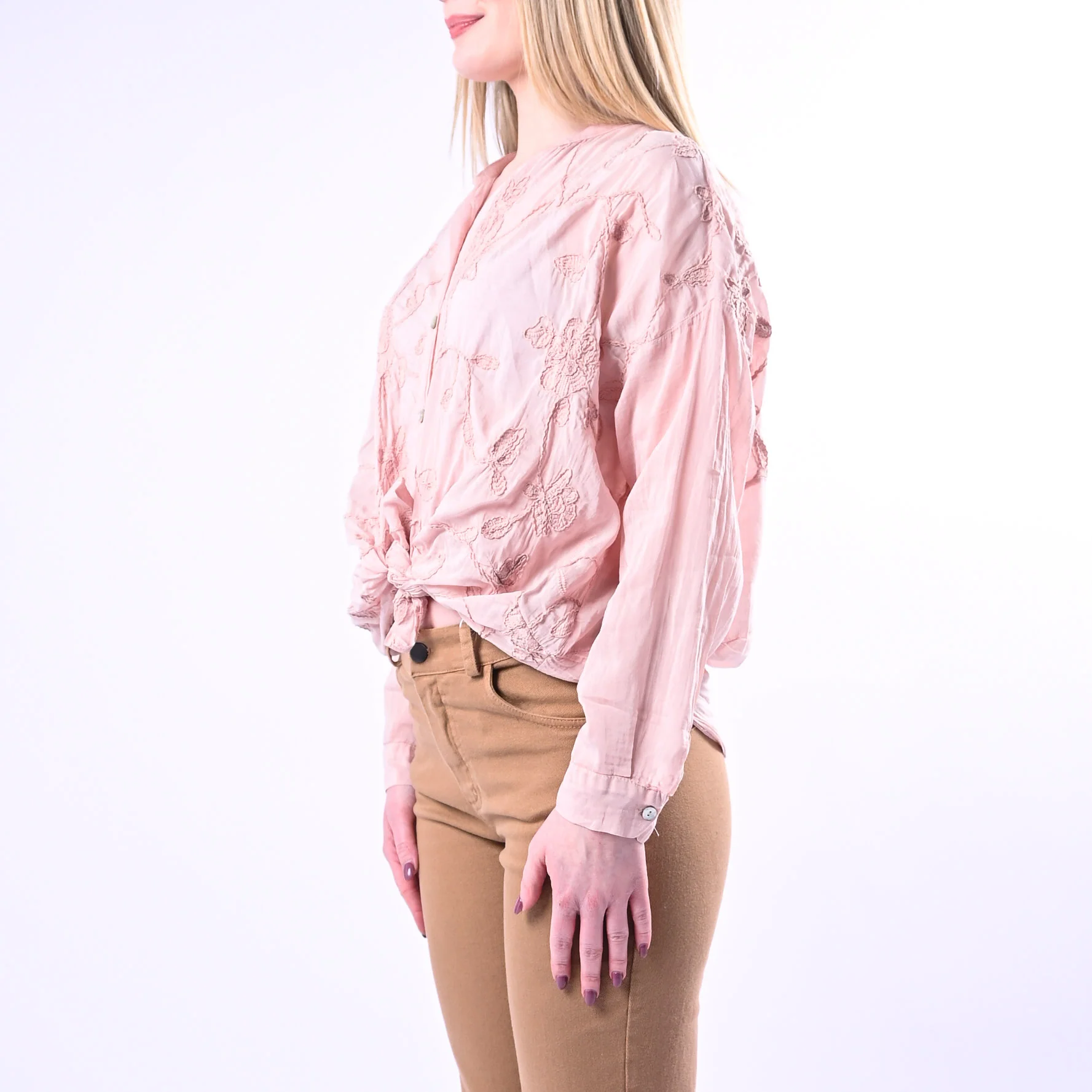 MOTEL - CAMICIA COTONE/SETA CON RICAMI FLOREALI ART.S26C346 - CIPRIA - Image 3
