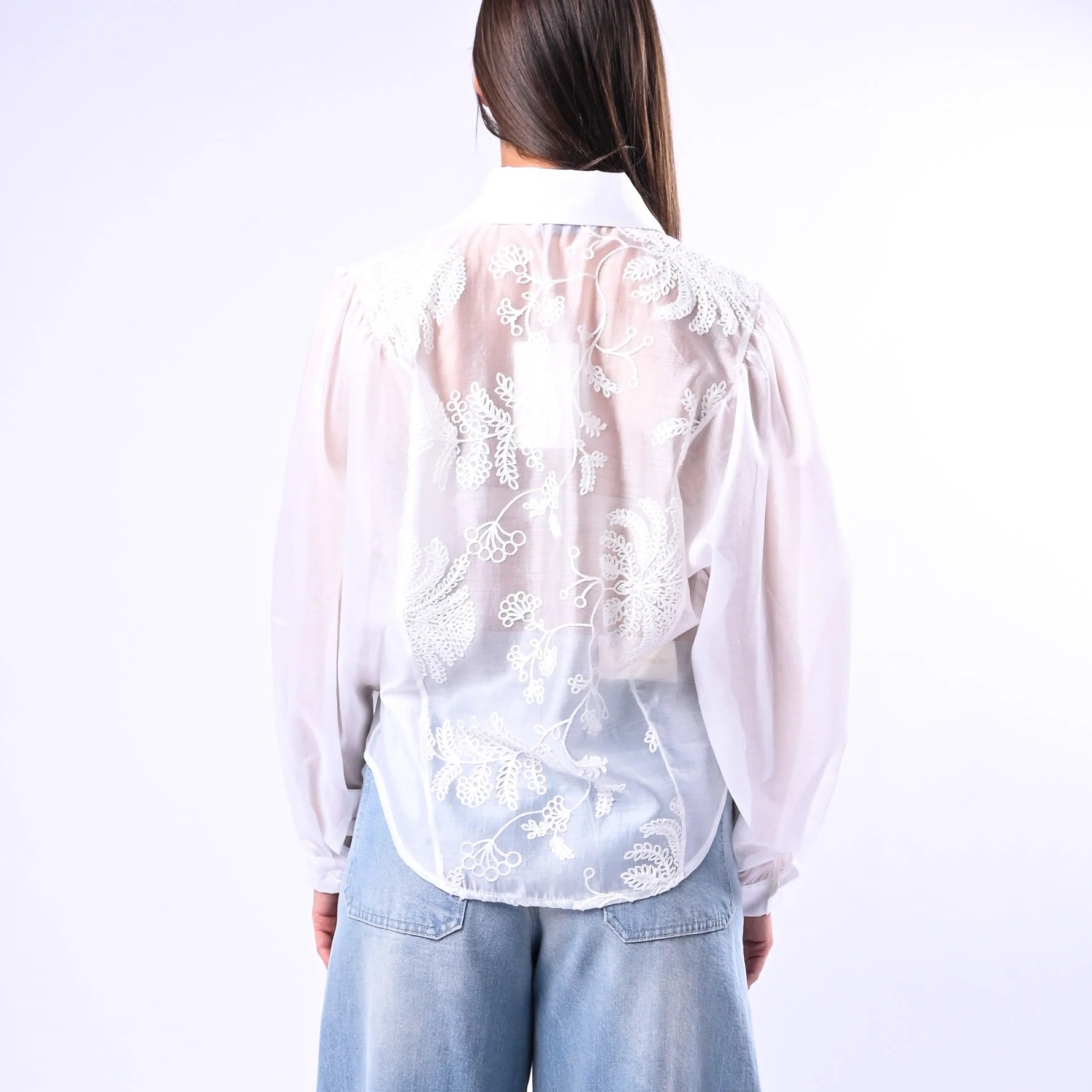 MOTEL - CAMICIA LYOCELL RICAMATA CON COLLETTO ART.C10266MO - BIANCO - Image 4