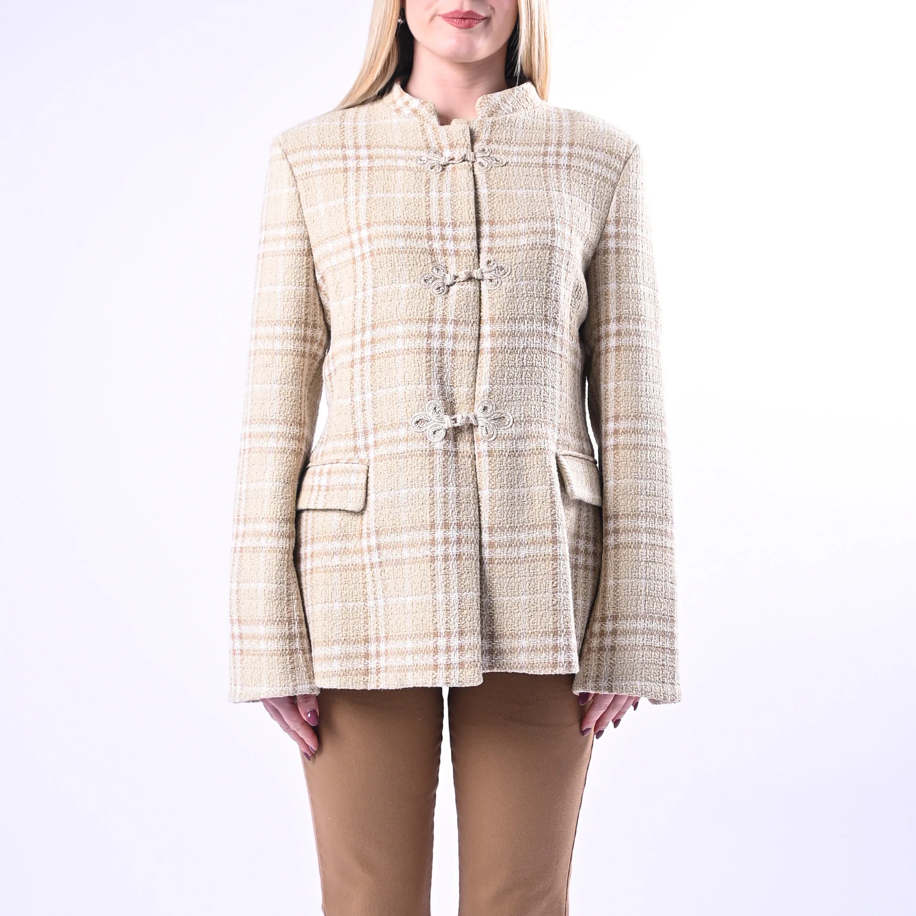MOTEL - GIACCA CHANEL A QUADRI CON ALAMARI ART.S26J723 - BEIGE - Image 2