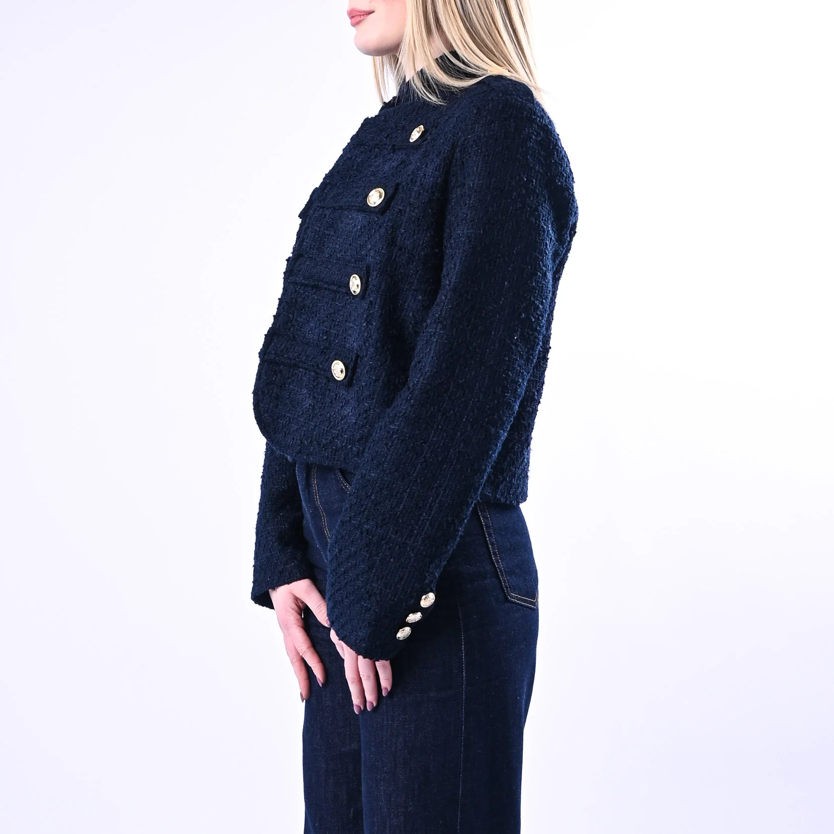 MOTEL - GIACCA CHANEL CON BOTTONI DORATI ART.26B4167 - BLU - Image 3