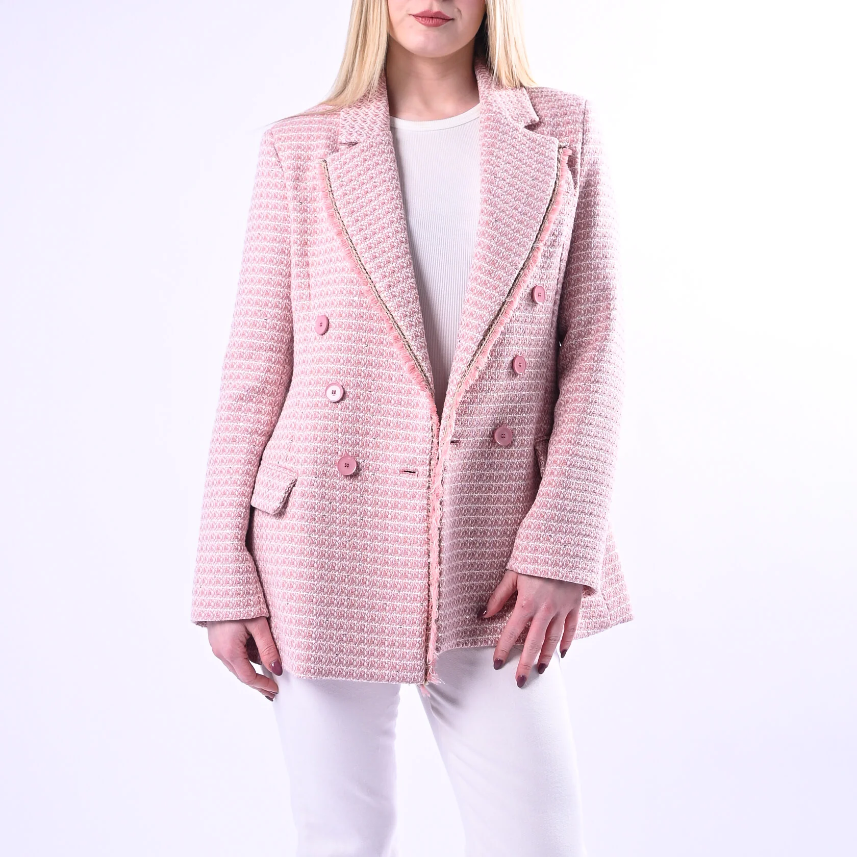 MOTEL - GIACCA CHANEL DOPPIOPETTO COLLO LANCIA ART. S26J726 - ROSA