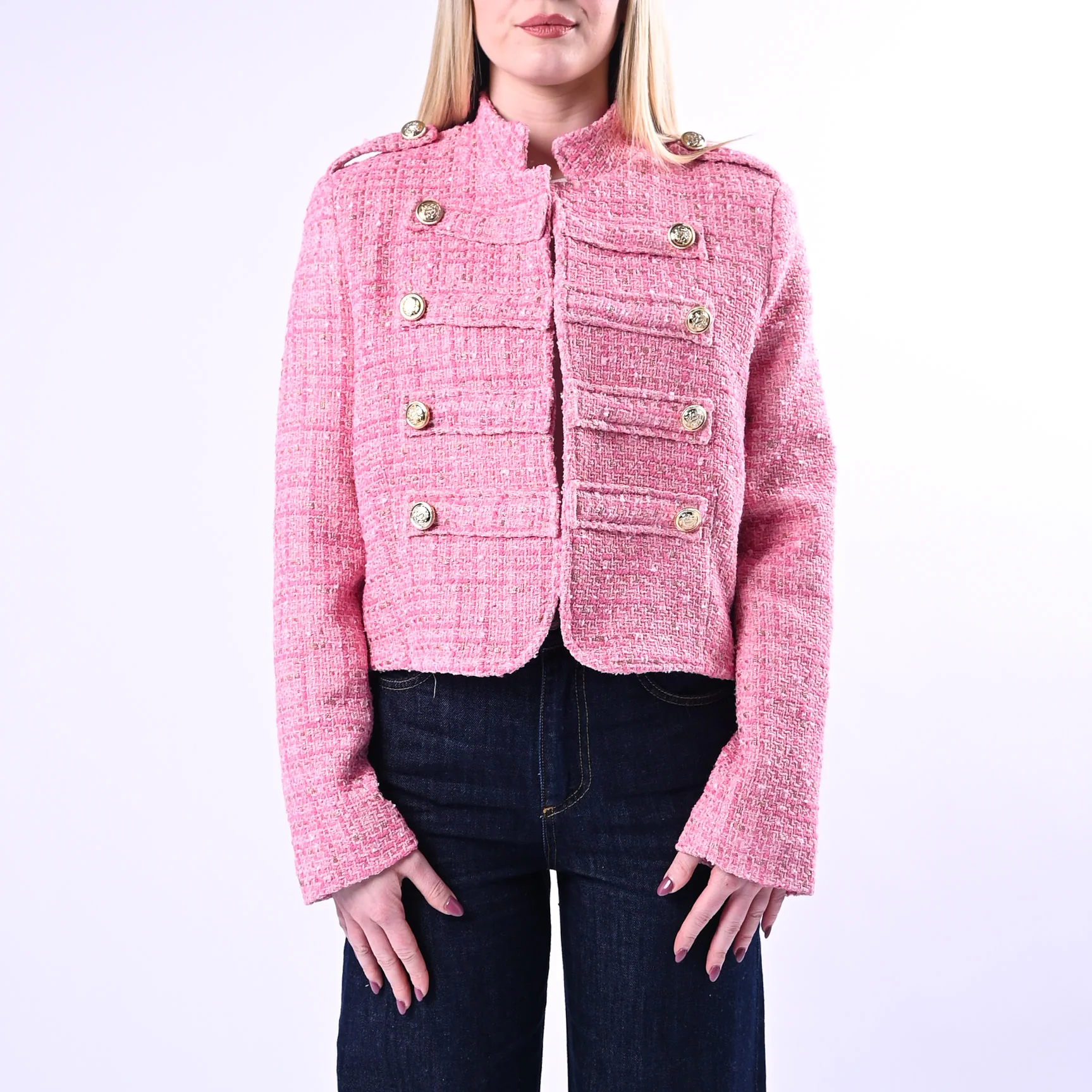 MOTEL - GIACCA CHANEL LUREX CON BOTTONI DORATI ART.26B4327 - FUXIA - Image 2