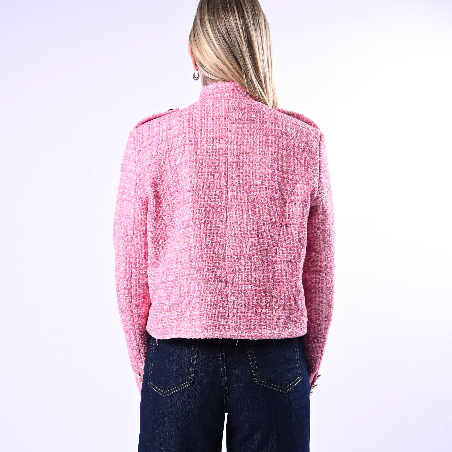 MOTEL - GIACCA CHANEL LUREX CON BOTTONI DORATI ART.26B4327 - FUXIA - Image 4