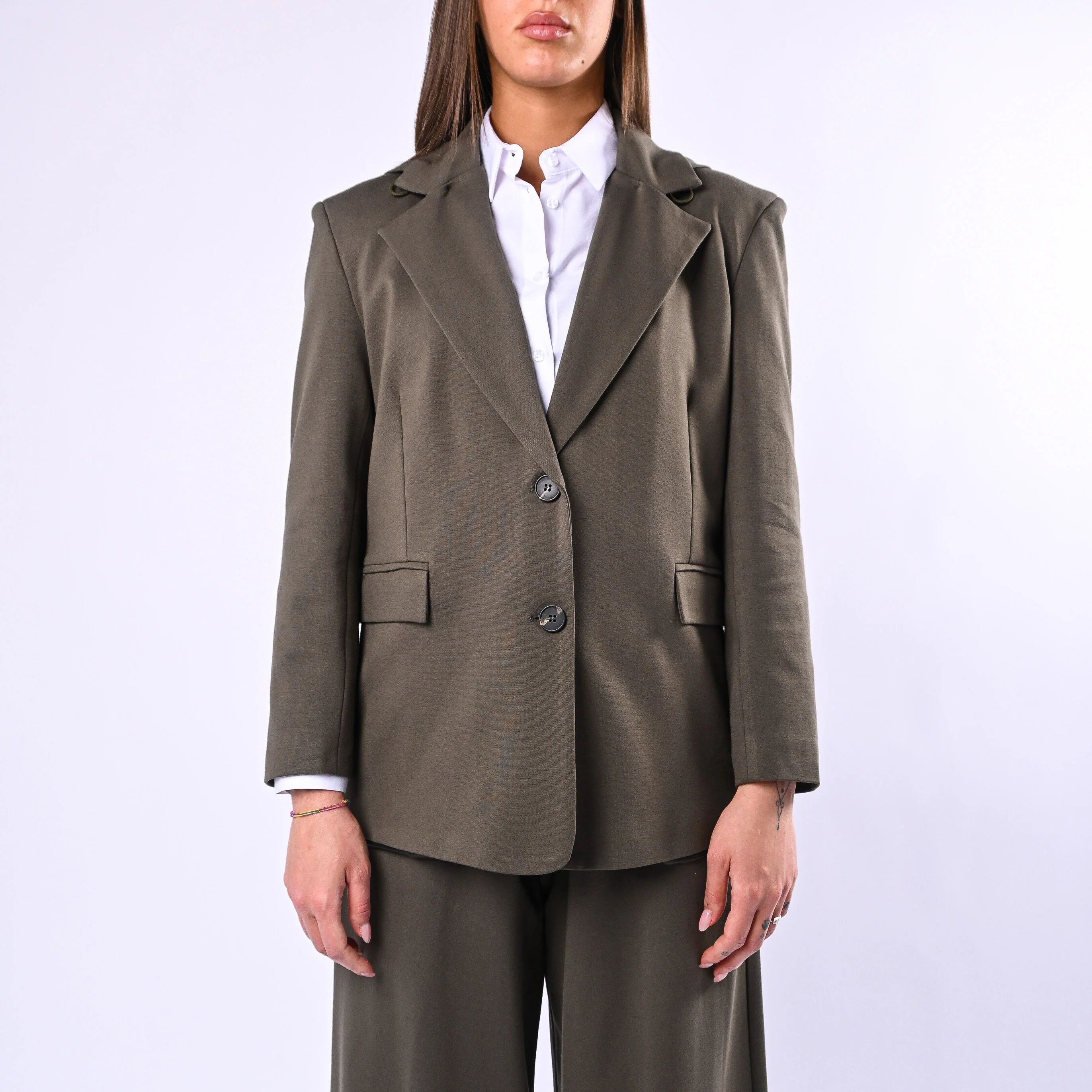 MOTEL - GIACCA PUNTO MILANO CON CAPPUCCIO REMOVIBILE ART.26B3677 - MILITARE - Image 3