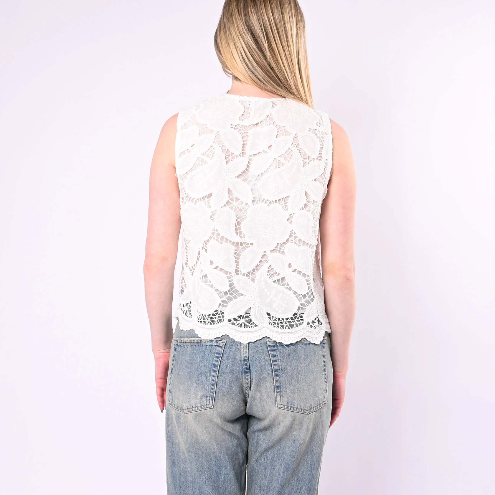 MOTEL - GILET CROCHET CON LACCETTI E NAPPINE ART.S26JD67/B - BIANCO - Image 4