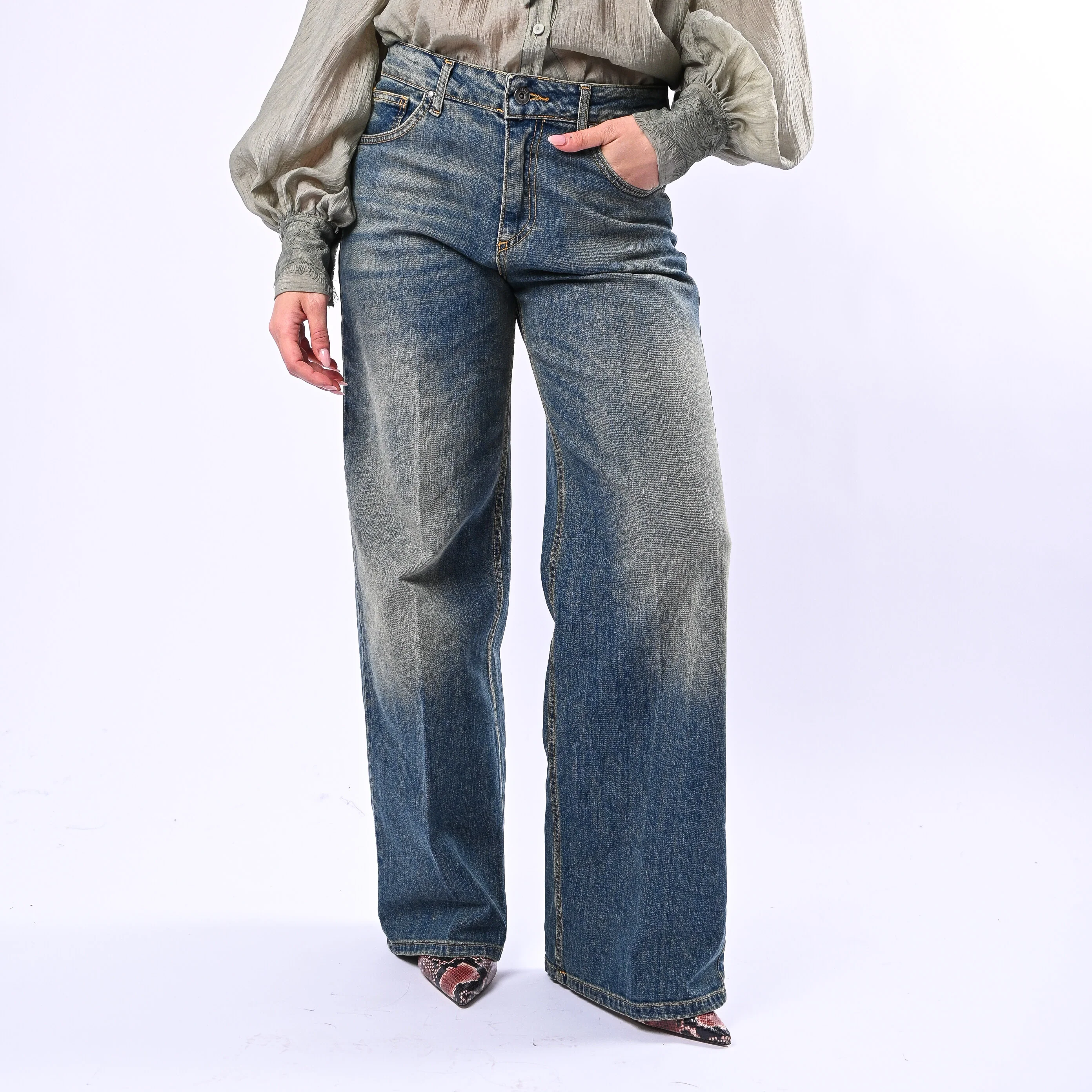 MOTEL - JEANS PALAZZO COMFORT ART.T522W630 -LAVAGGIO AL THE'